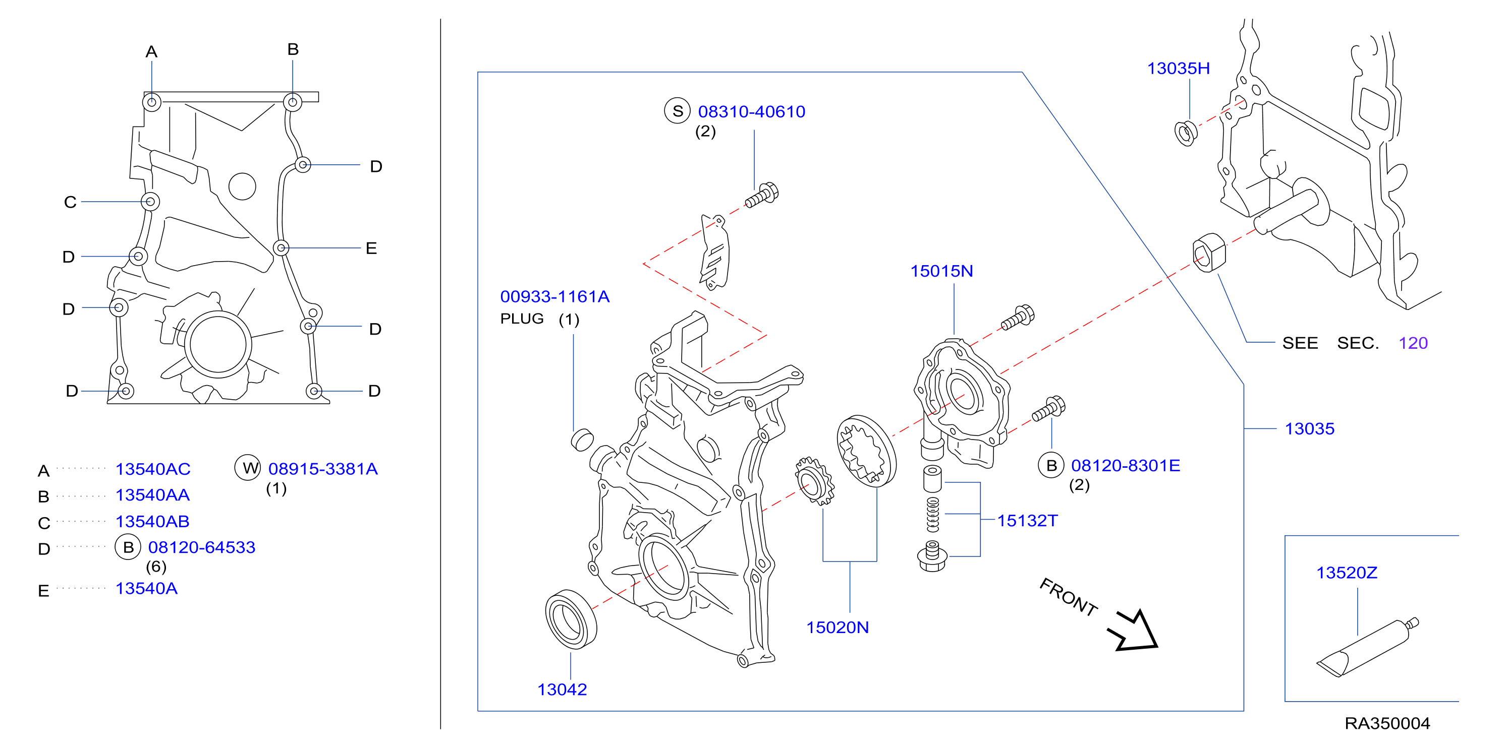 Diagram CUBIERTA DEL, BOMBA VACÍO Y FIJACIÓN for your 2003 Nissan Maxima   