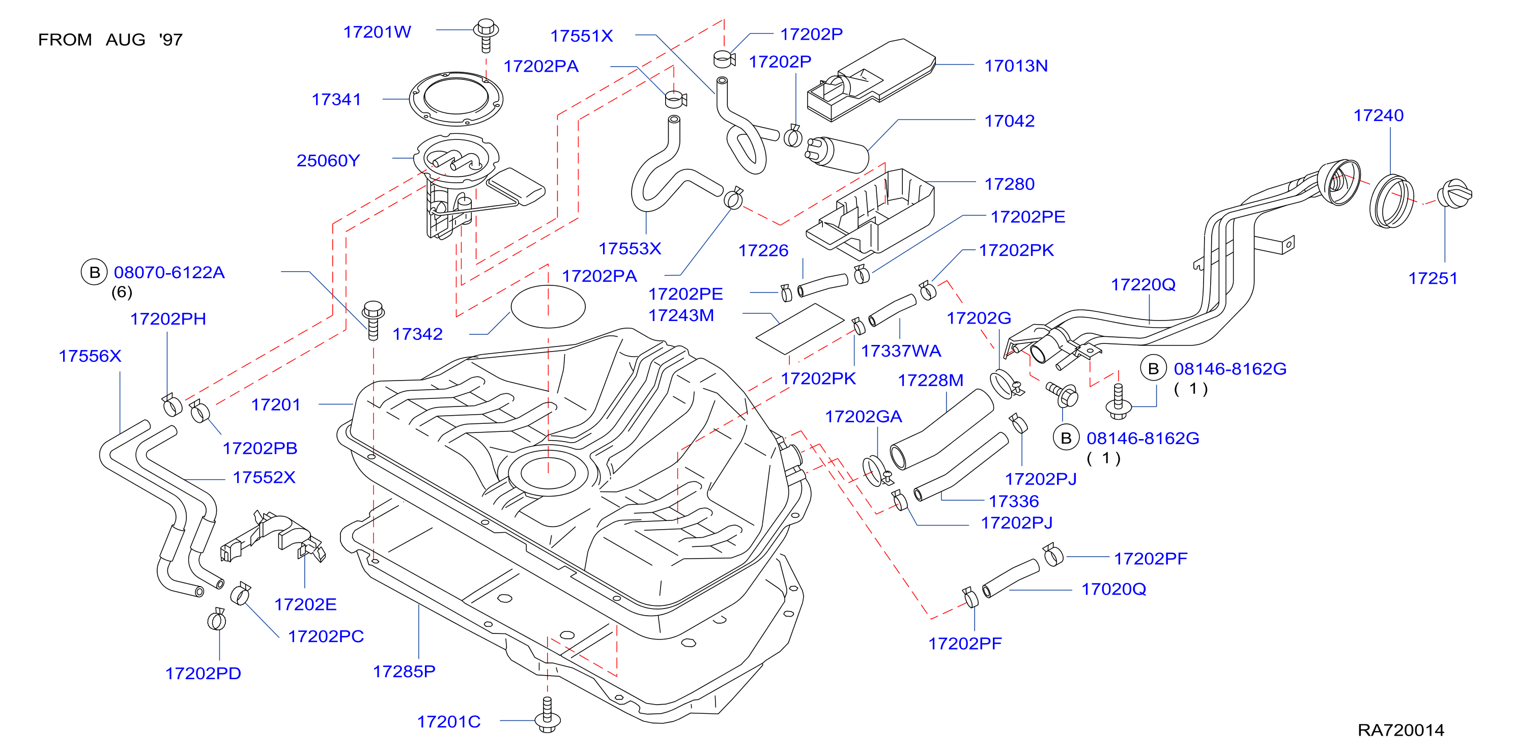 Diagram DEPÓSITO DE COMBUSTIBLE for your 1999 Nissan Sentra   