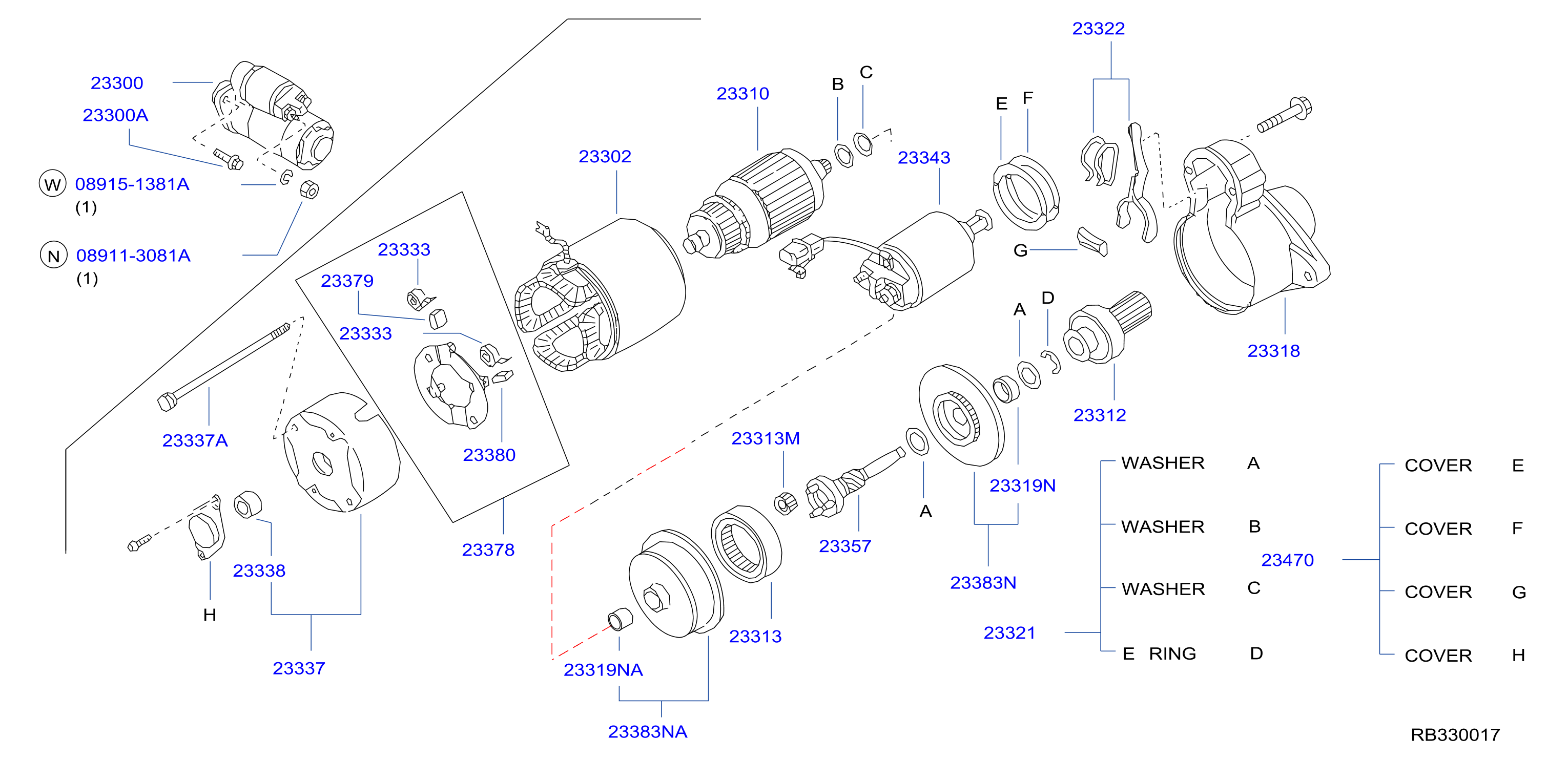 Diagram STARTER MOTOR for your 1996 Nissan Sentra GLE  