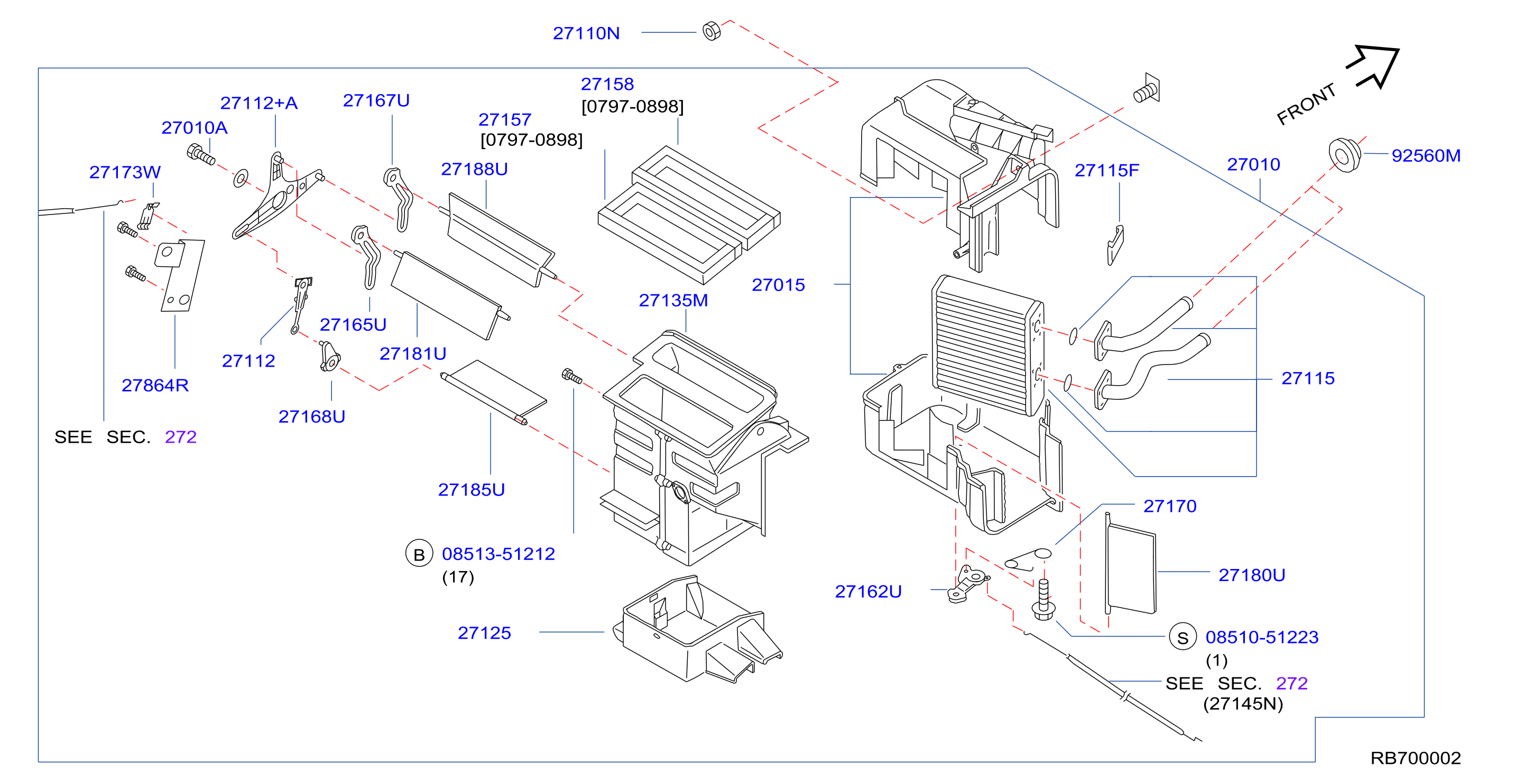 Diagram HEATER & BLOWER UNIT for your Nissan