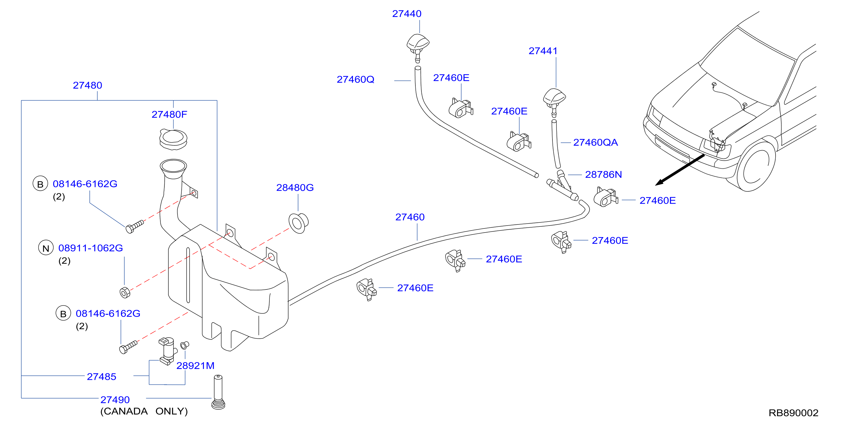 Diagram LAVADOR DEL PARABRISAS for your Nissan