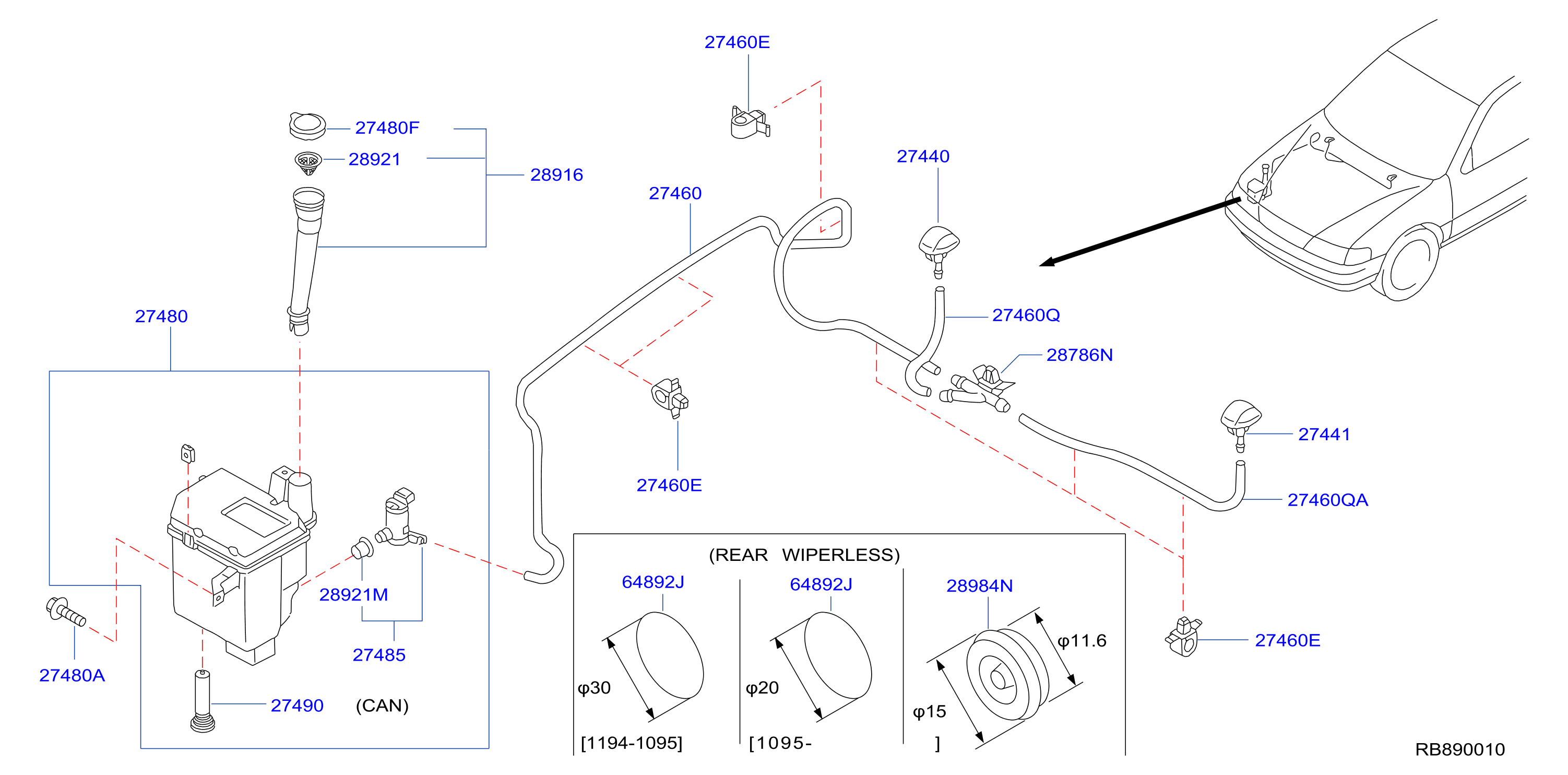 Diagram LAVADOR DEL PARABRISAS for your 2011 Nissan Pathfinder   