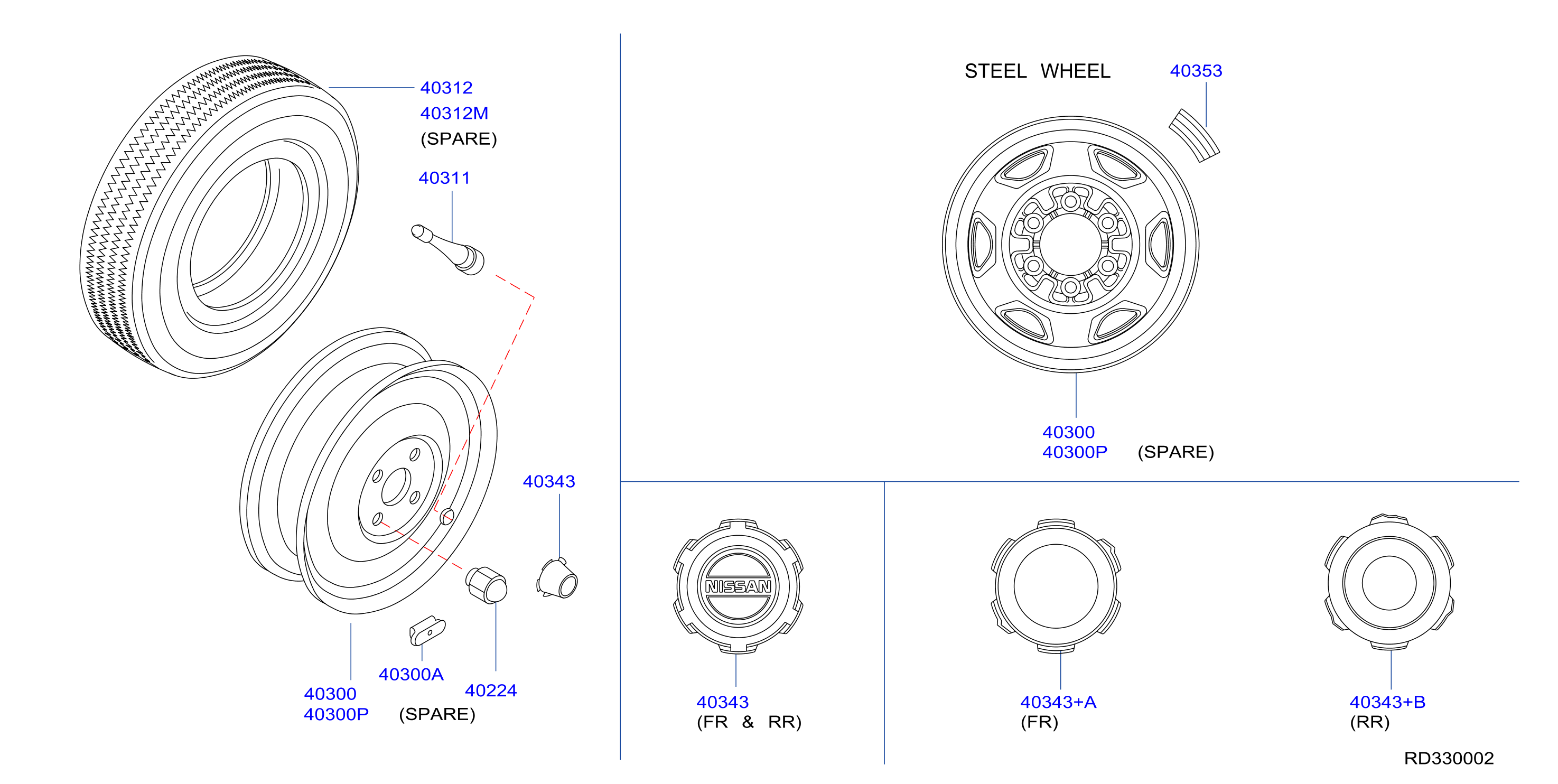 Diagram ROAD WHEEL & TIRE for your Nissan