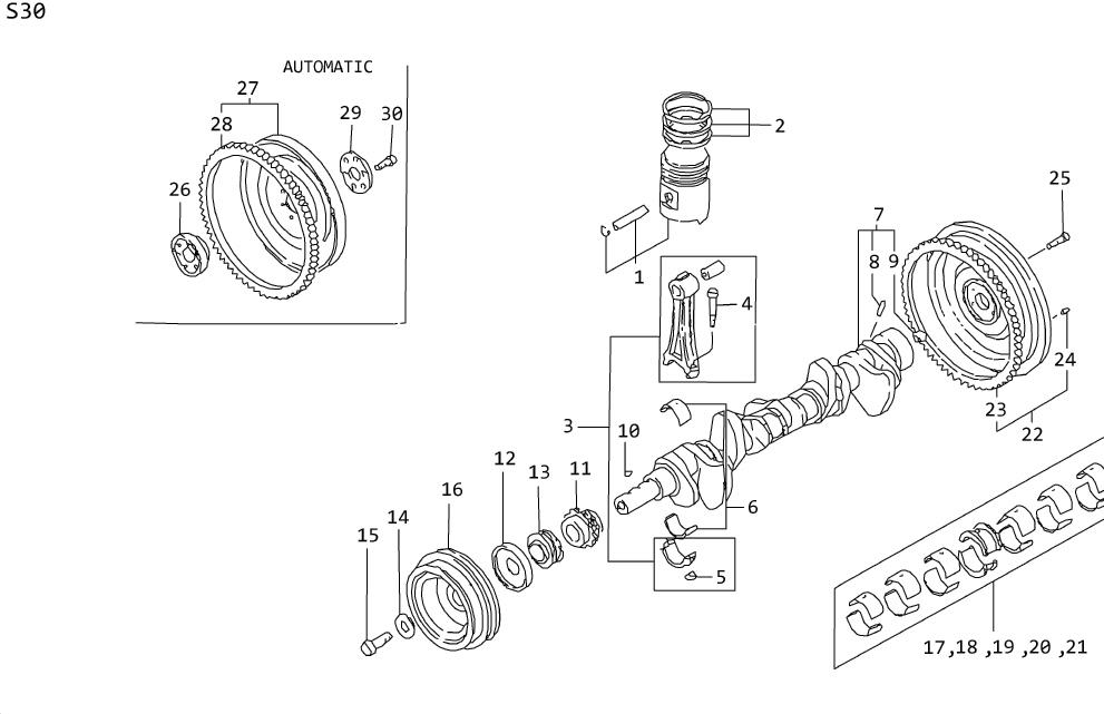 Diagram PISTON, CRANKSHAFT & CONNECTING ROD for your 2021 Nissan Sentra   