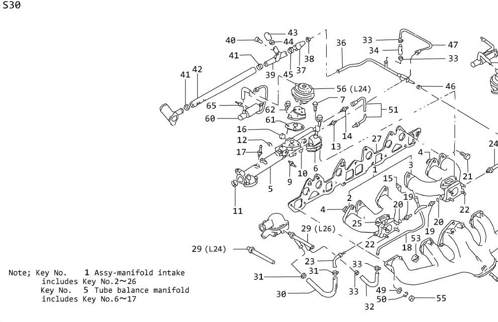 Datsun 280Z Hose Water. MANIFOLD, EGR, Engine - A4055-E3000 | Mossy ...