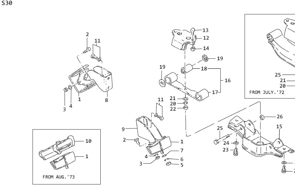 Datsun 280Z Insulator Engine Mounting. (Rear). MANUAL - 11320-N3000 ...