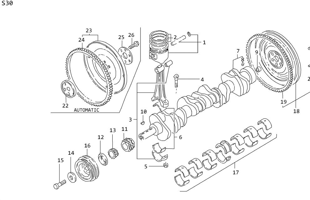 Diagram PISTON CRANKSHAFT & CONNECTING ROD for your 2014 Nissan Versa Note   