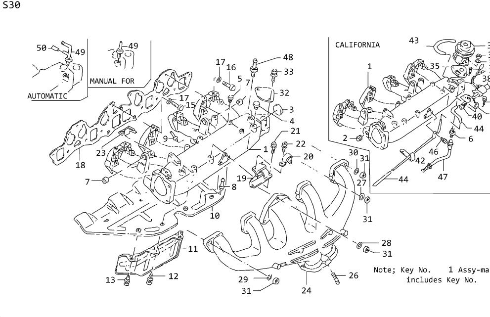 Diagram MANIFOLD, EGR. for your Datsun 280Z  