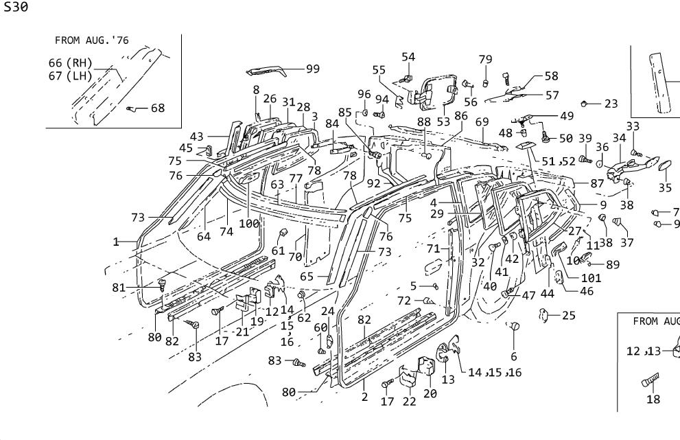 Diagram BODY SIDE TRIM & SIDW WINDOW (2+2SEATER) for your 1996 Nissan Pathfinder   