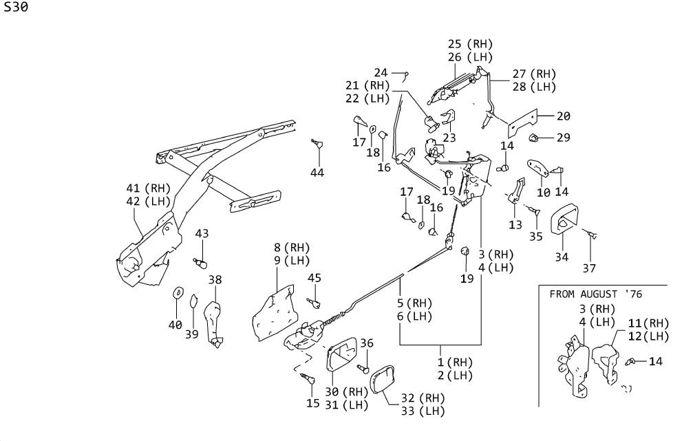 Diagram DOOR LOCK, WINDOW REGULATOR & DOOR HANDLE(2+2SEATER) for your 2010 Nissan Frontier   