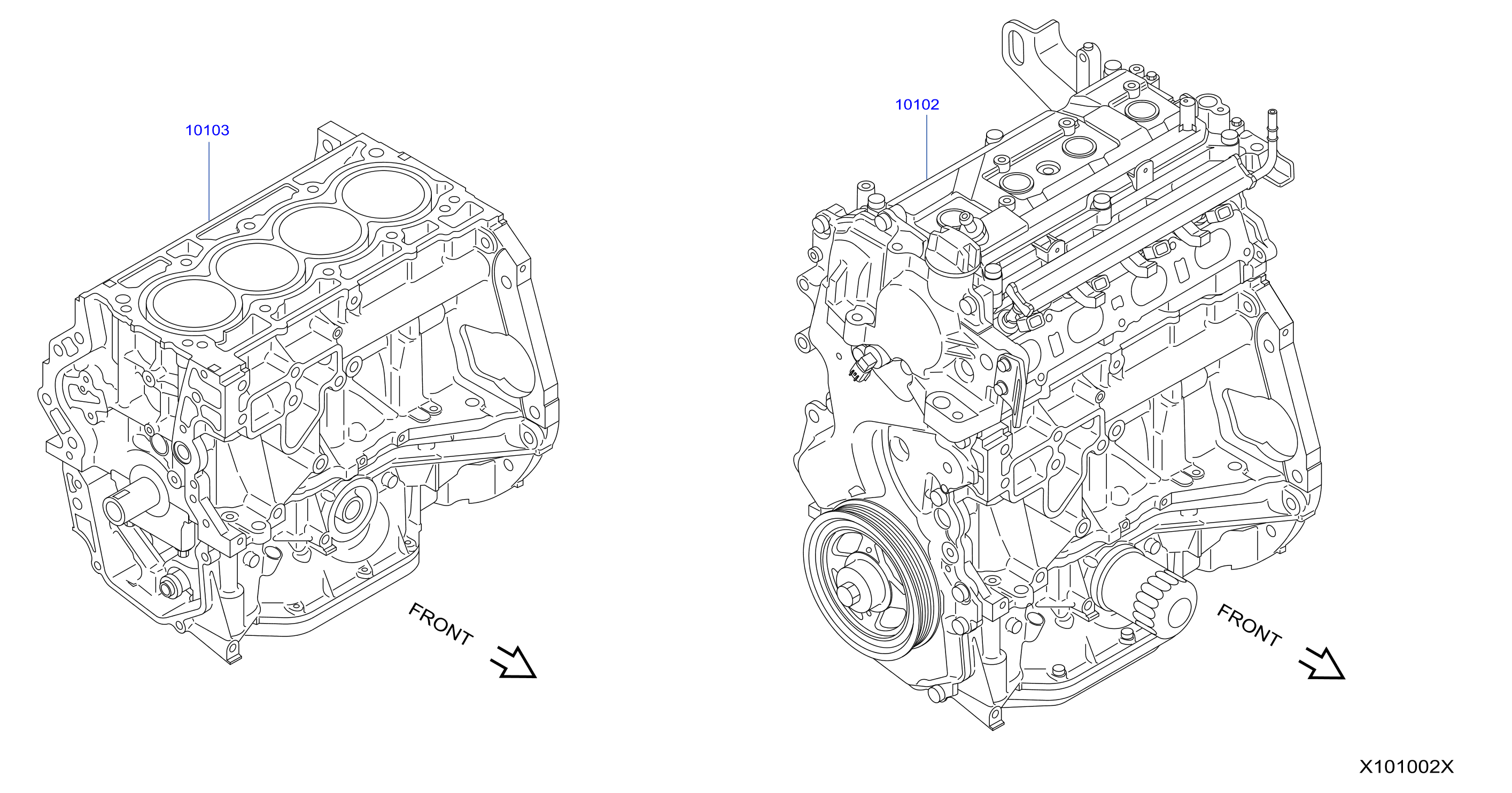 Diagram BARE & SHORT ENGINE for your 2017 Nissan NV200   