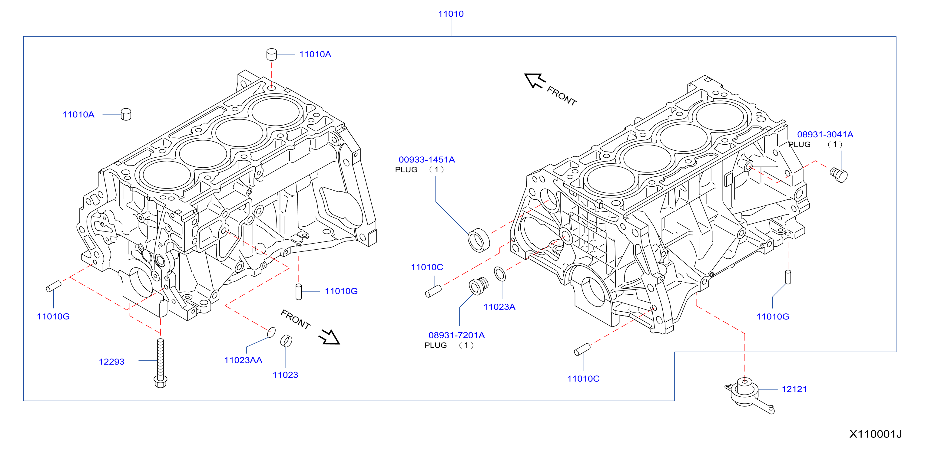 Diagram CYLINDER BLOCK & OIL PAN for your 2014 Nissan Frontier King Cab LE  
