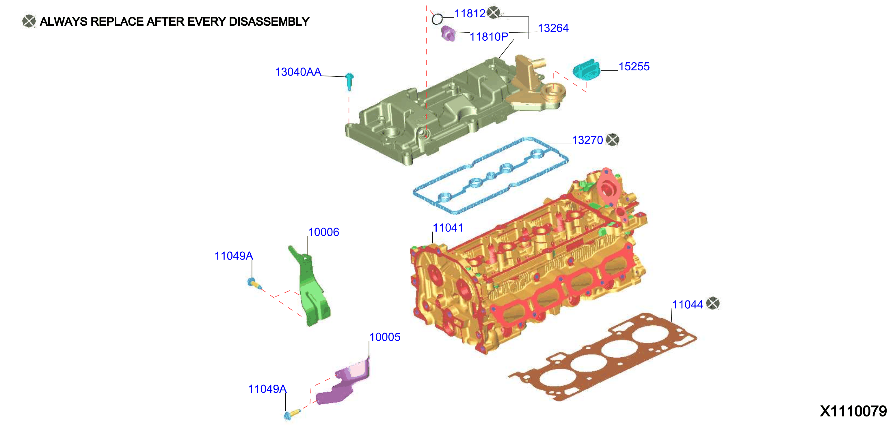 Diagram CYLINDER HEAD & ROCKER COVER for your Nissan