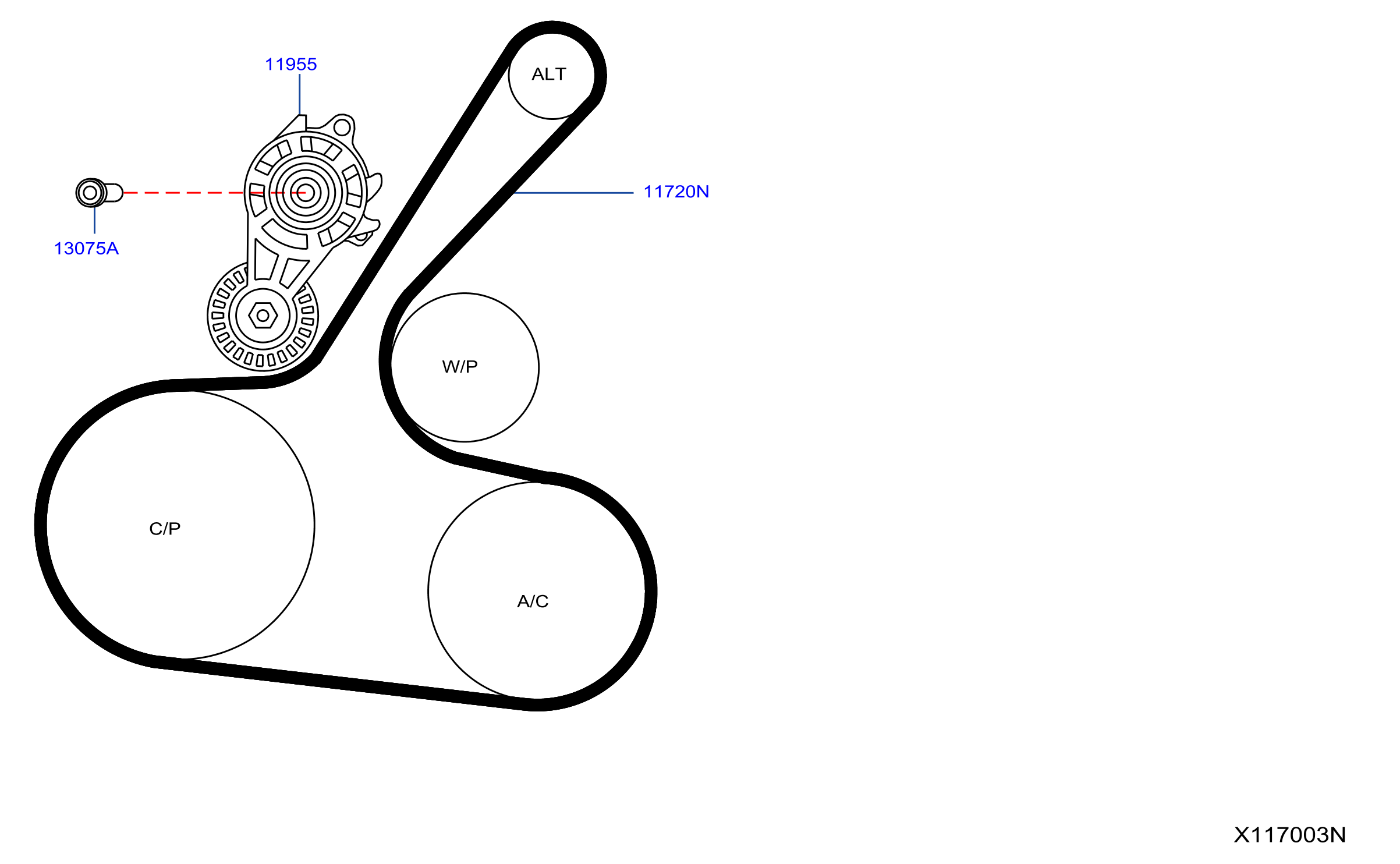 2016 nissan versa on sale belt tensioner