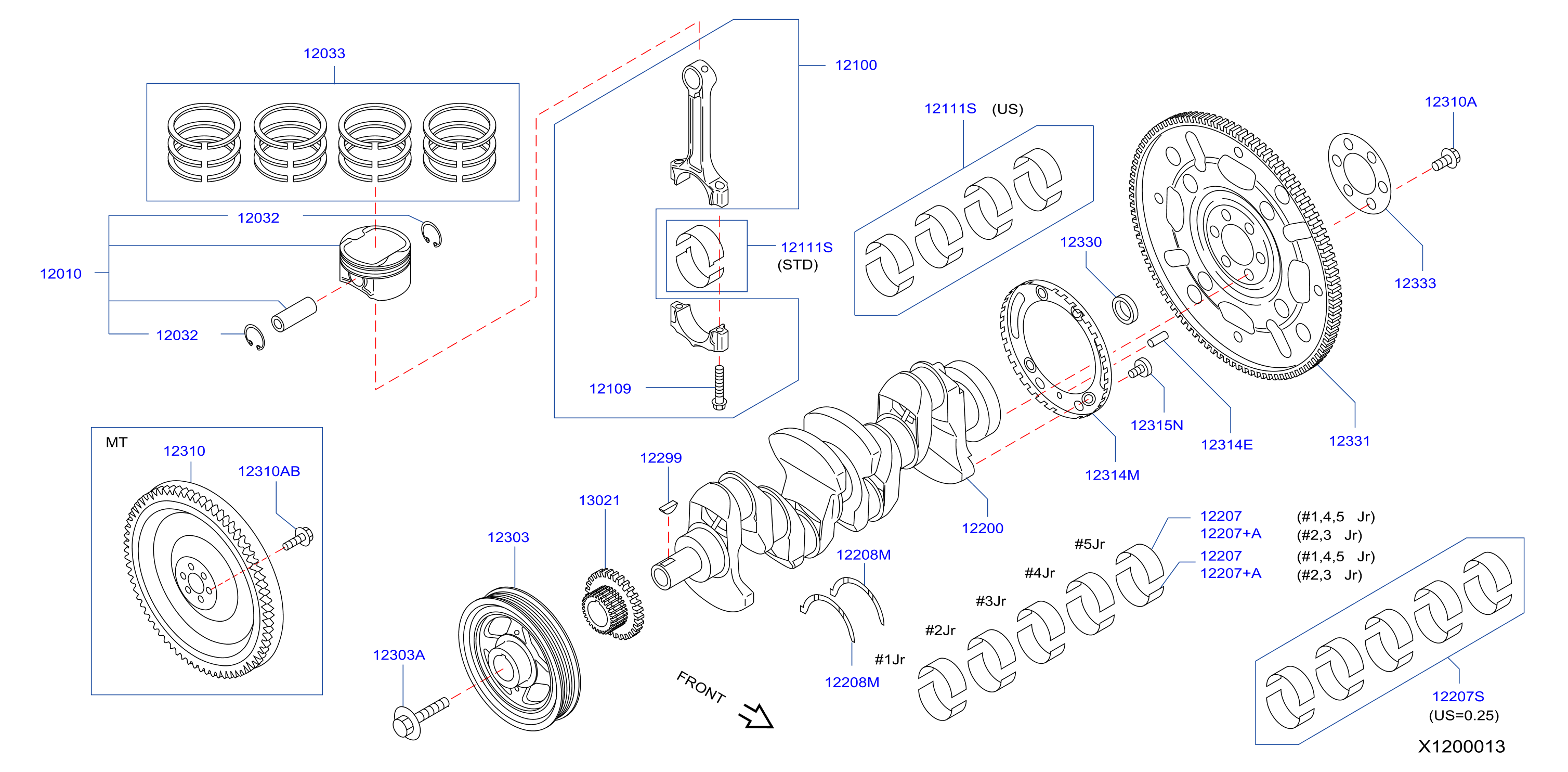 Diagram PISTON,CRANKSHAFT & FLYWHEEL for your Nissan