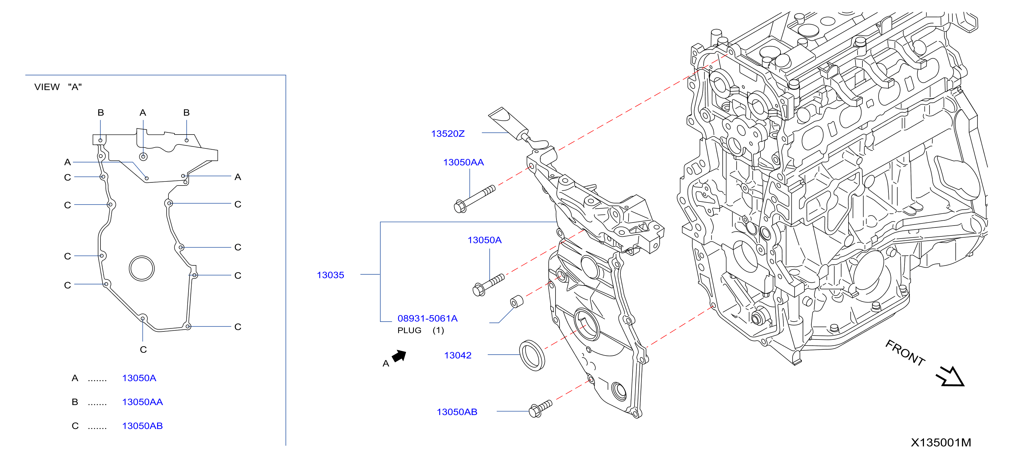 Diagram CUBIERTA DEL, BOMBA VACÍO Y FIJACIÓN for your 2003 Nissan Maxima   