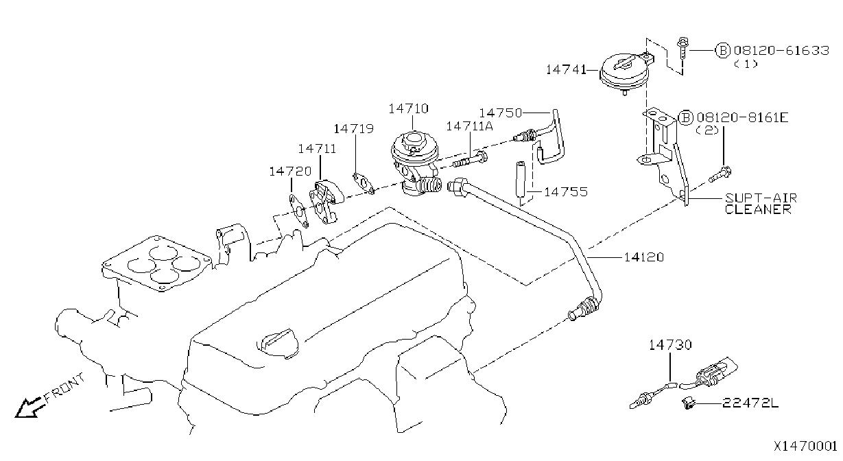 Diagram EGR PARTS for your 2014 Nissan Frontier   