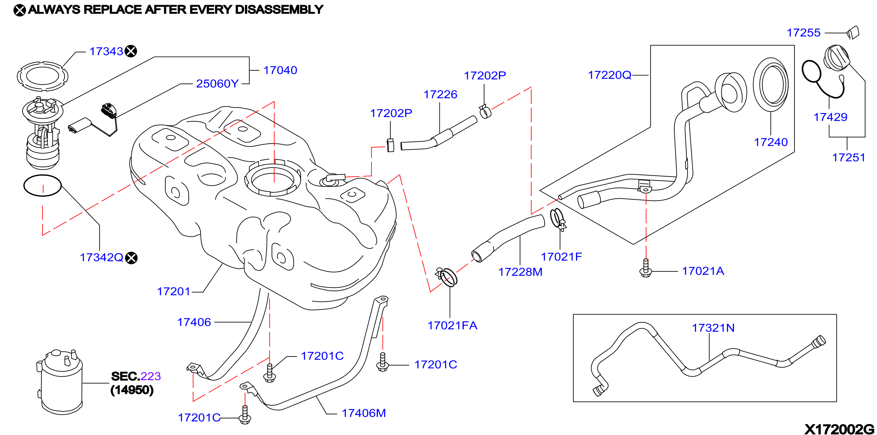 Diagram DEPÓSITO DE COMBUSTIBLE for your Nissan