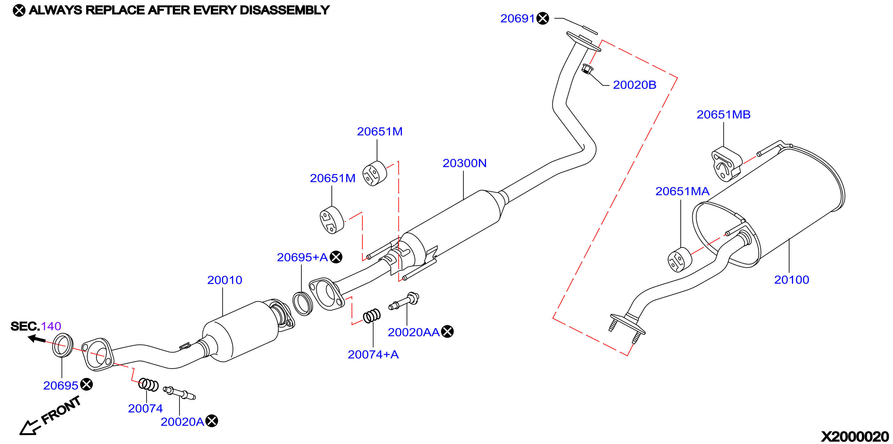 Diagram TUBO DE ESCAPE Y SILENCIADOR for your 2018 Nissan Versa Note HATCHBACK S/LOW  