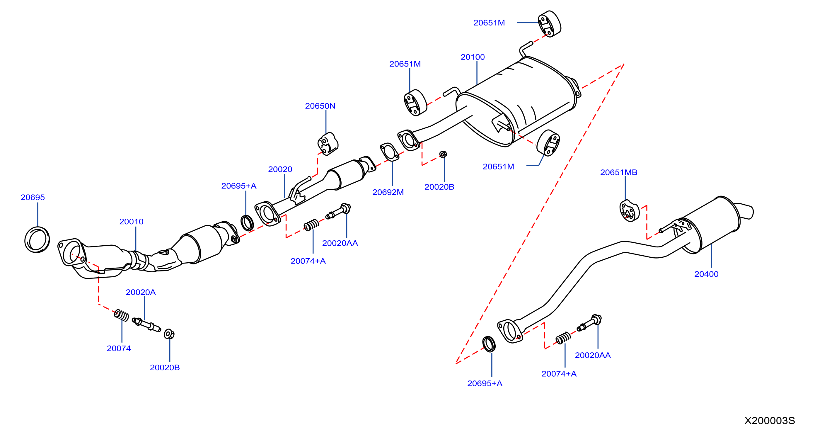 Diagram TUBO DE ESCAPE Y SILENCIADOR for your 2016 Nissan Juke UPPER  