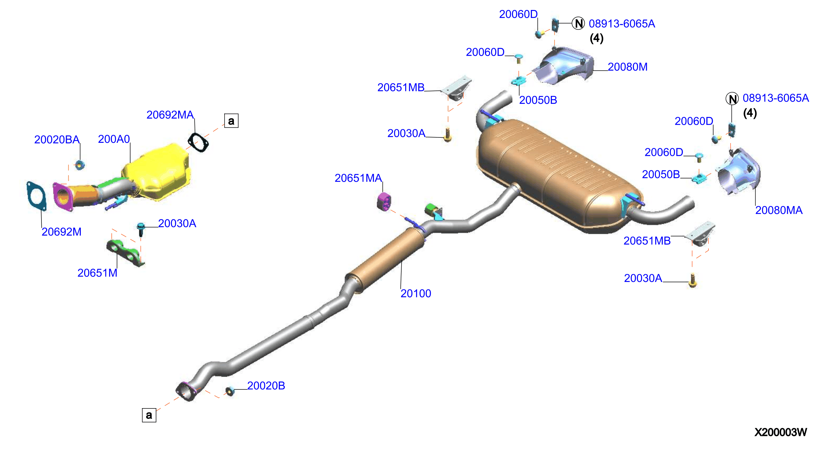 Diagram EXHAUST TUBE & MUFFLER for your INFINITI