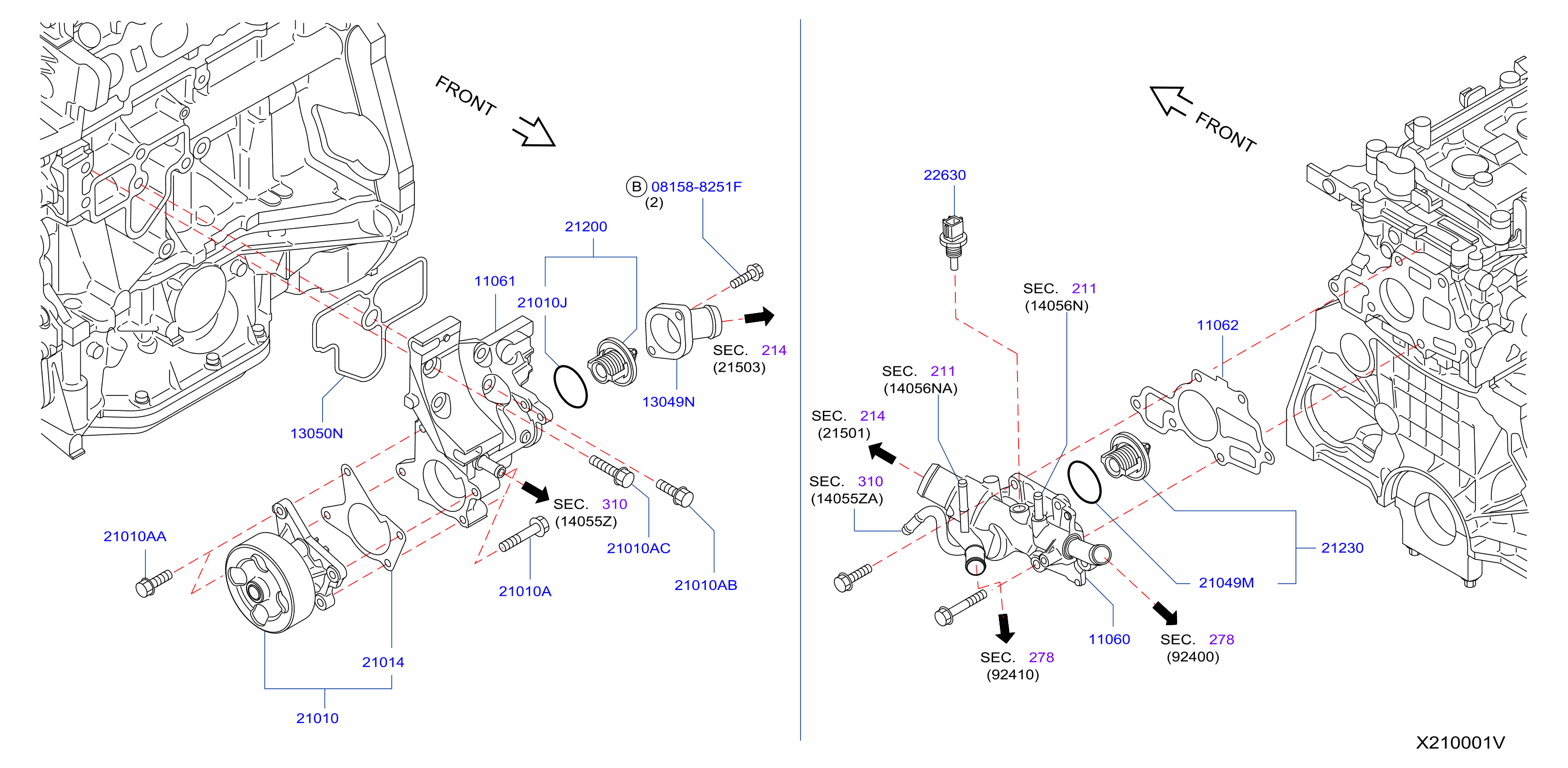 Diagram BOMBA AGUA, VENT REFRI Y TERMOSTATO for your 2011 Nissan Sentra SEDAN SPECV  
