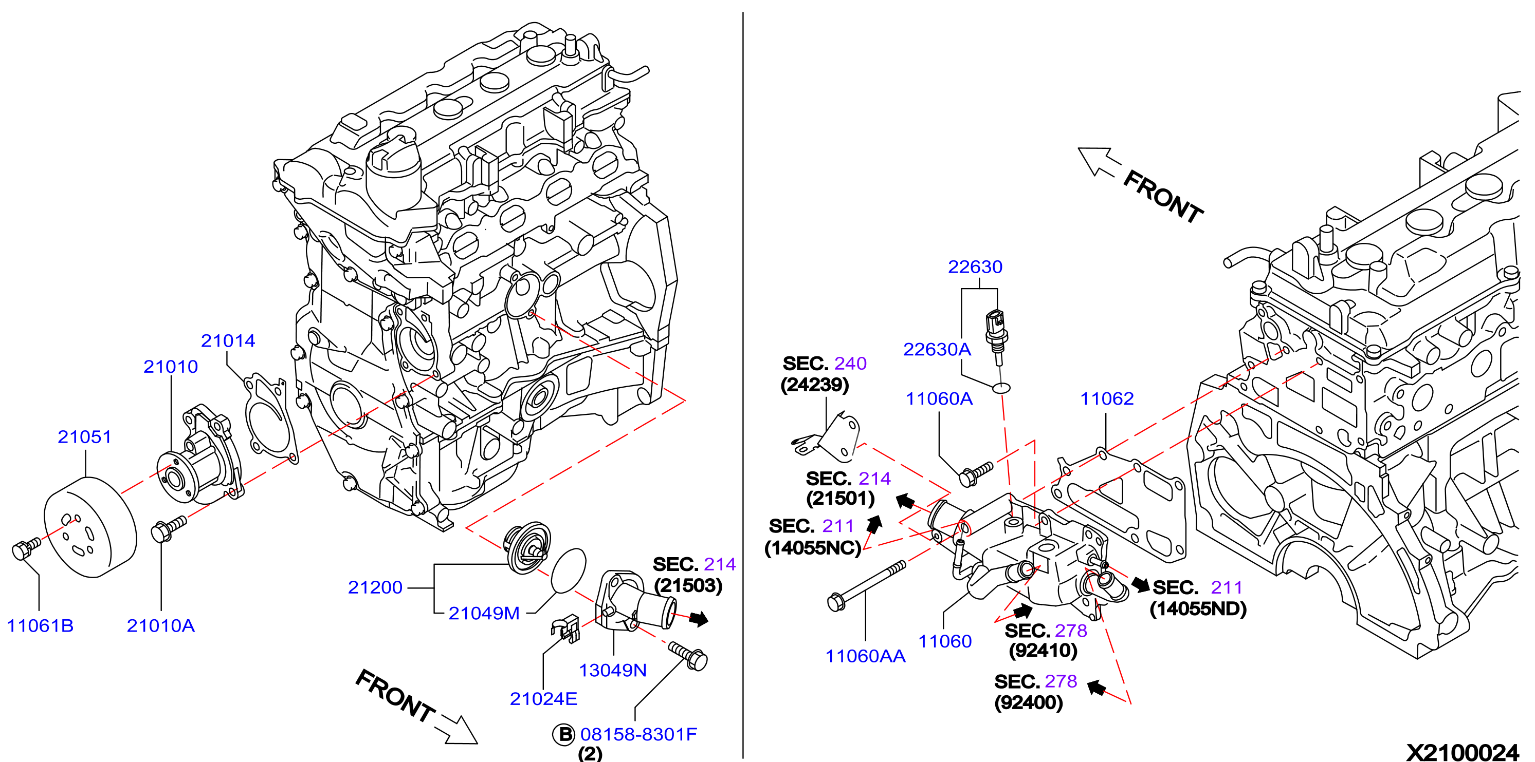 Diagram WATER PUMP, COOLING FAN & THERMOSTAT for your Nissan