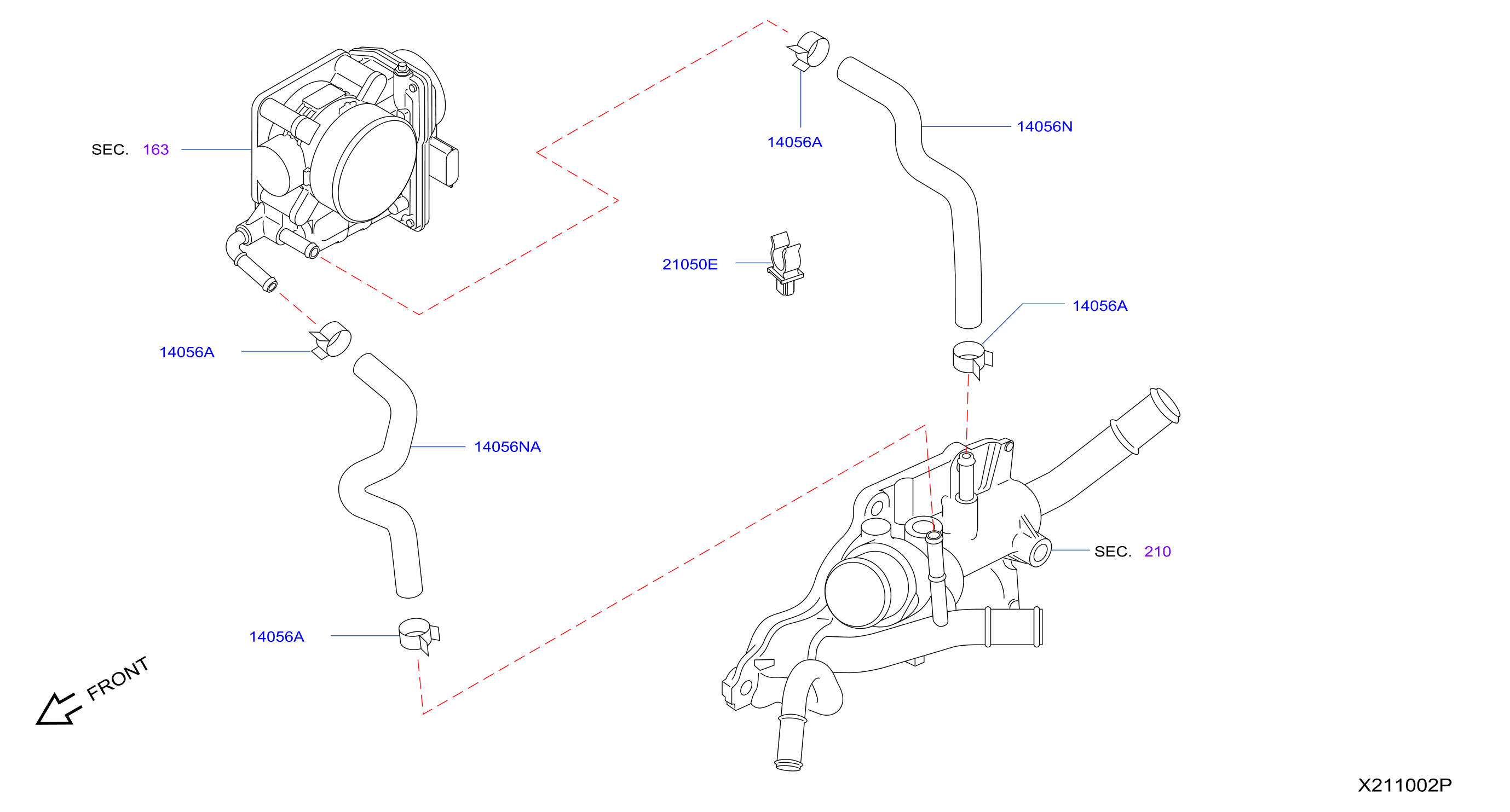 Diagram WATER HOSE & PIPING for your 2010 Nissan Xterra   