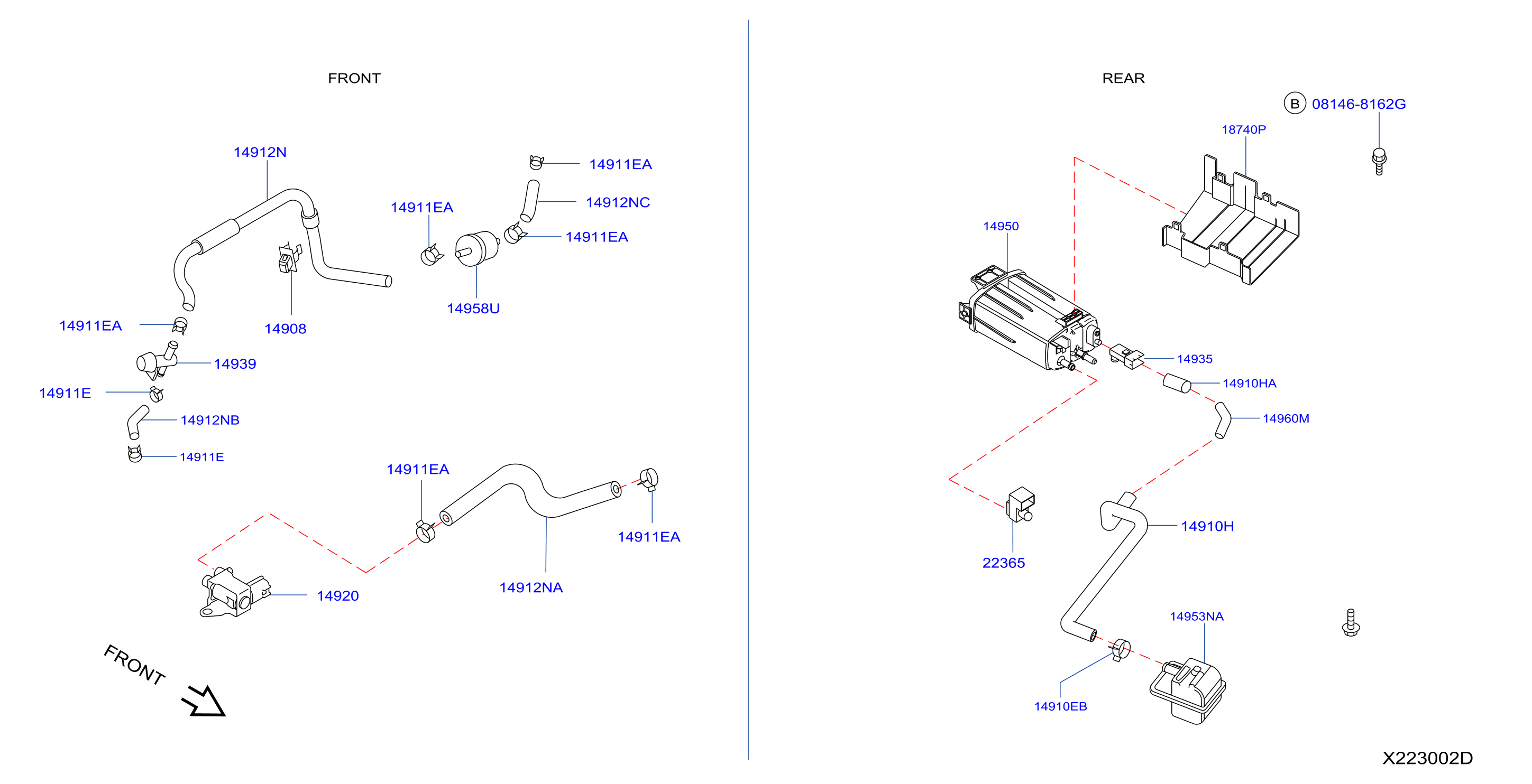 Diagram TUBERÍA DE VACÍO DE CONTROL DEL MOTOR for your 2016 Nissan Versa Note   