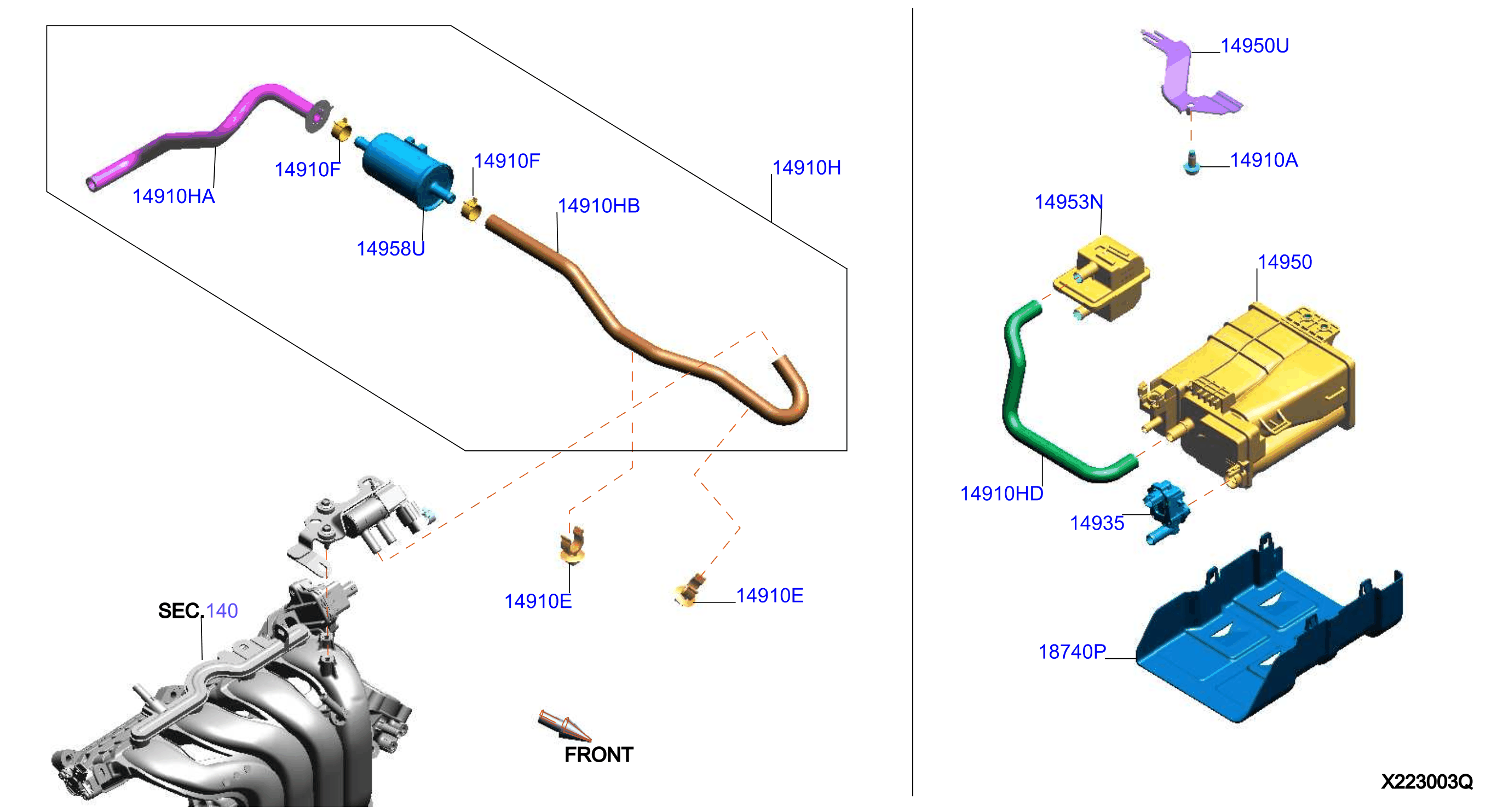 Diagram TUBERÍA DE VACÍO DE CONTROL DEL MOTOR for your 2023 Nissan Frontier   