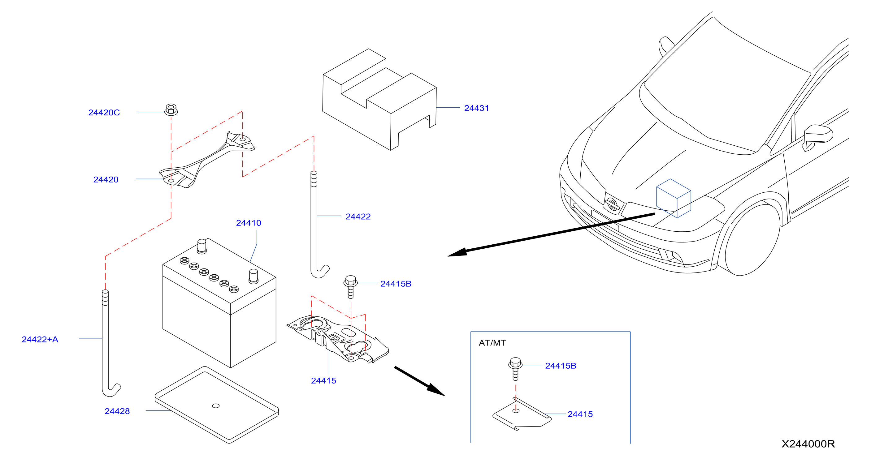 2010 Nissan Armada Battery Hold Down 24420 AX000 Genuine