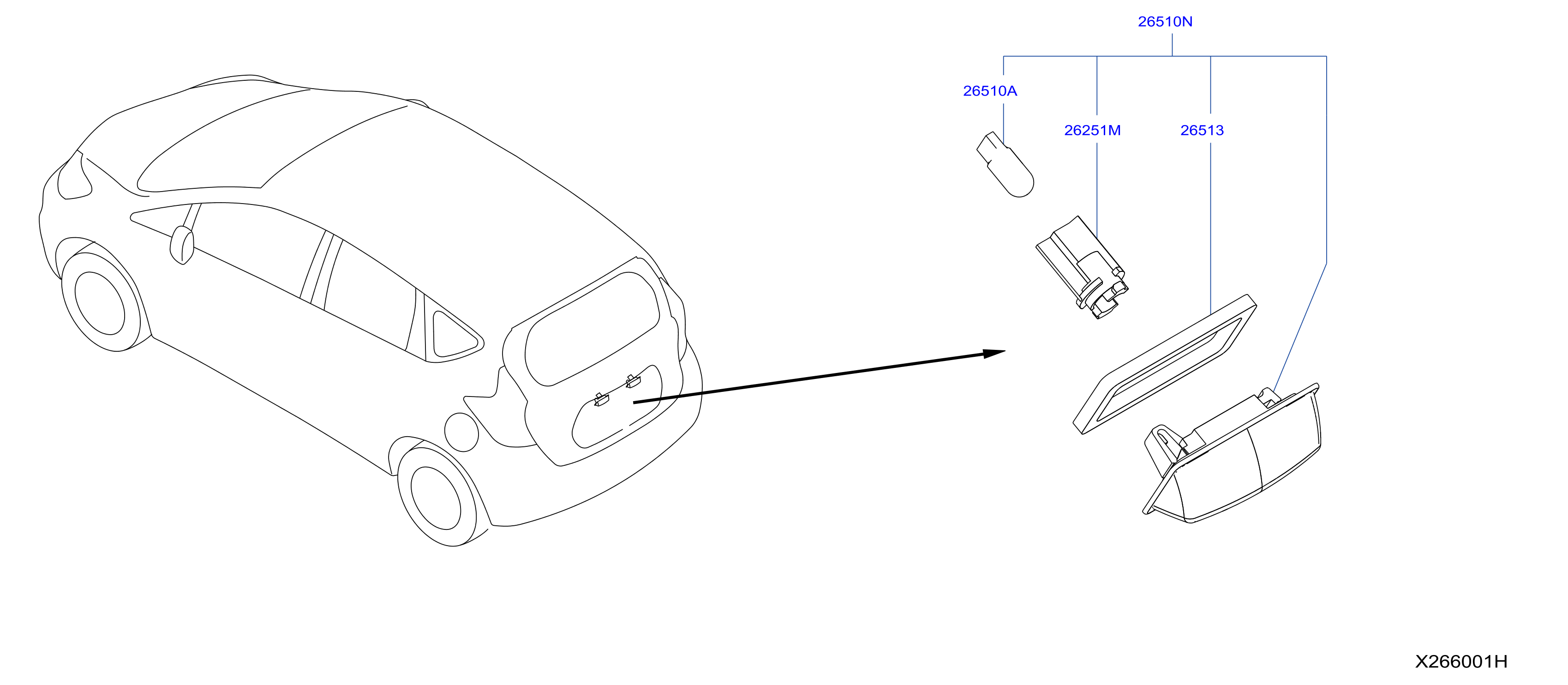 Diagram LICENCE PLATE LAMP for your 2010 Nissan Rogue   