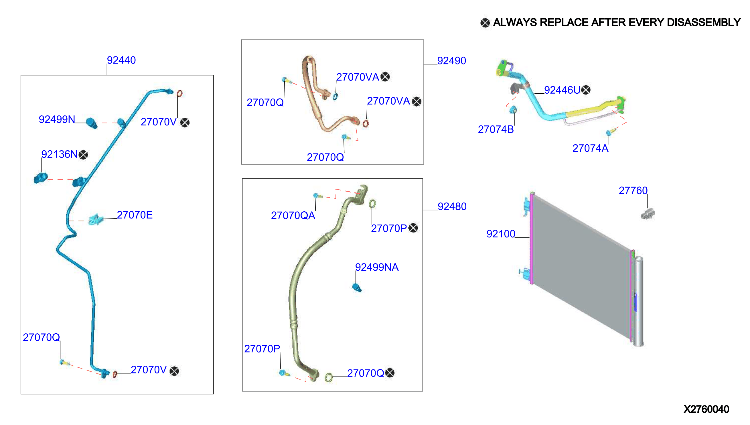 Diagram CONDENSADOR, DEPÓSITO LÍQUIDO Y TUBERÍA for your 2020 Nissan Versa   