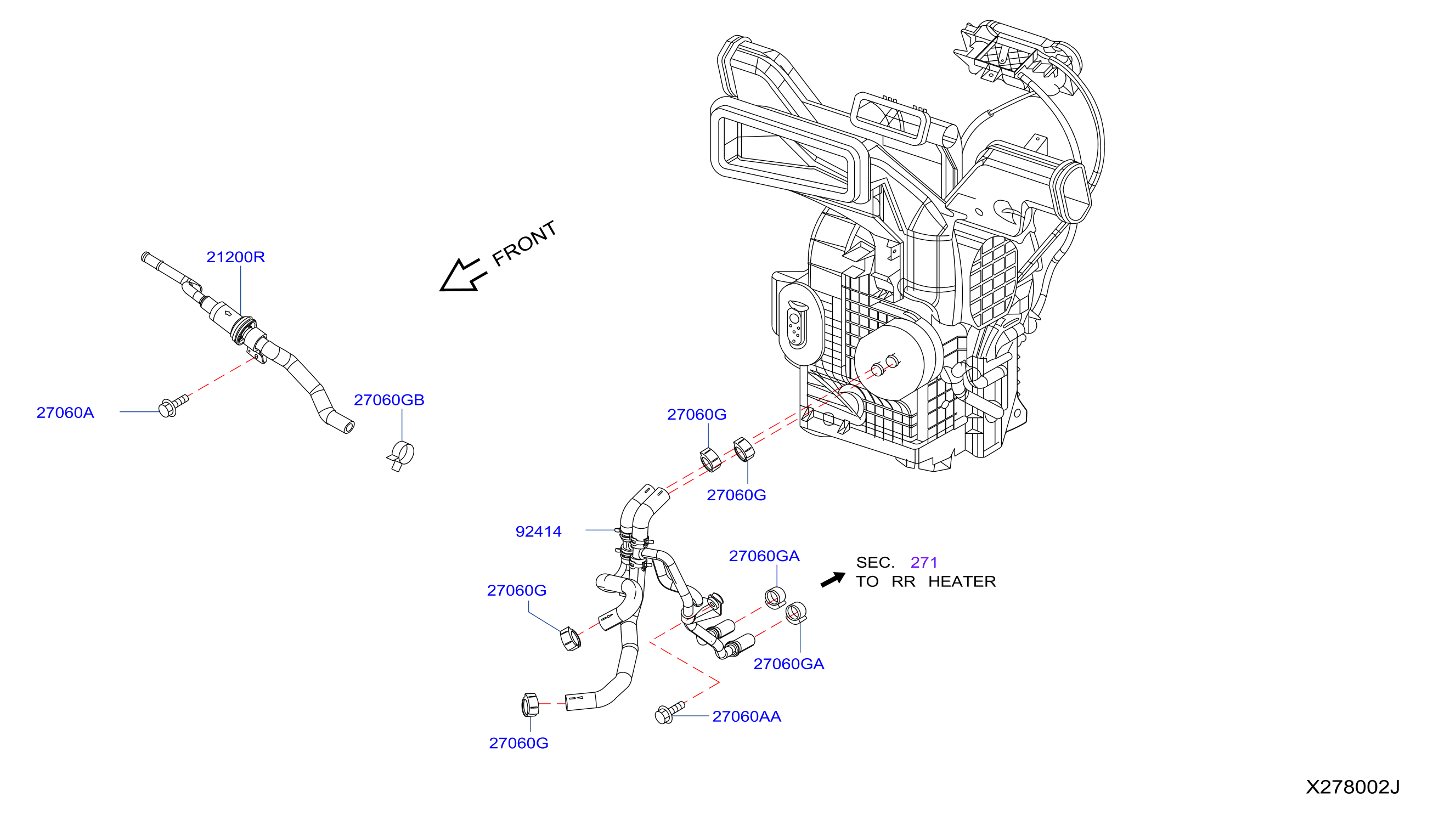 Diagram HEATER PIPING for your 2019 Nissan NV200 TAXI   