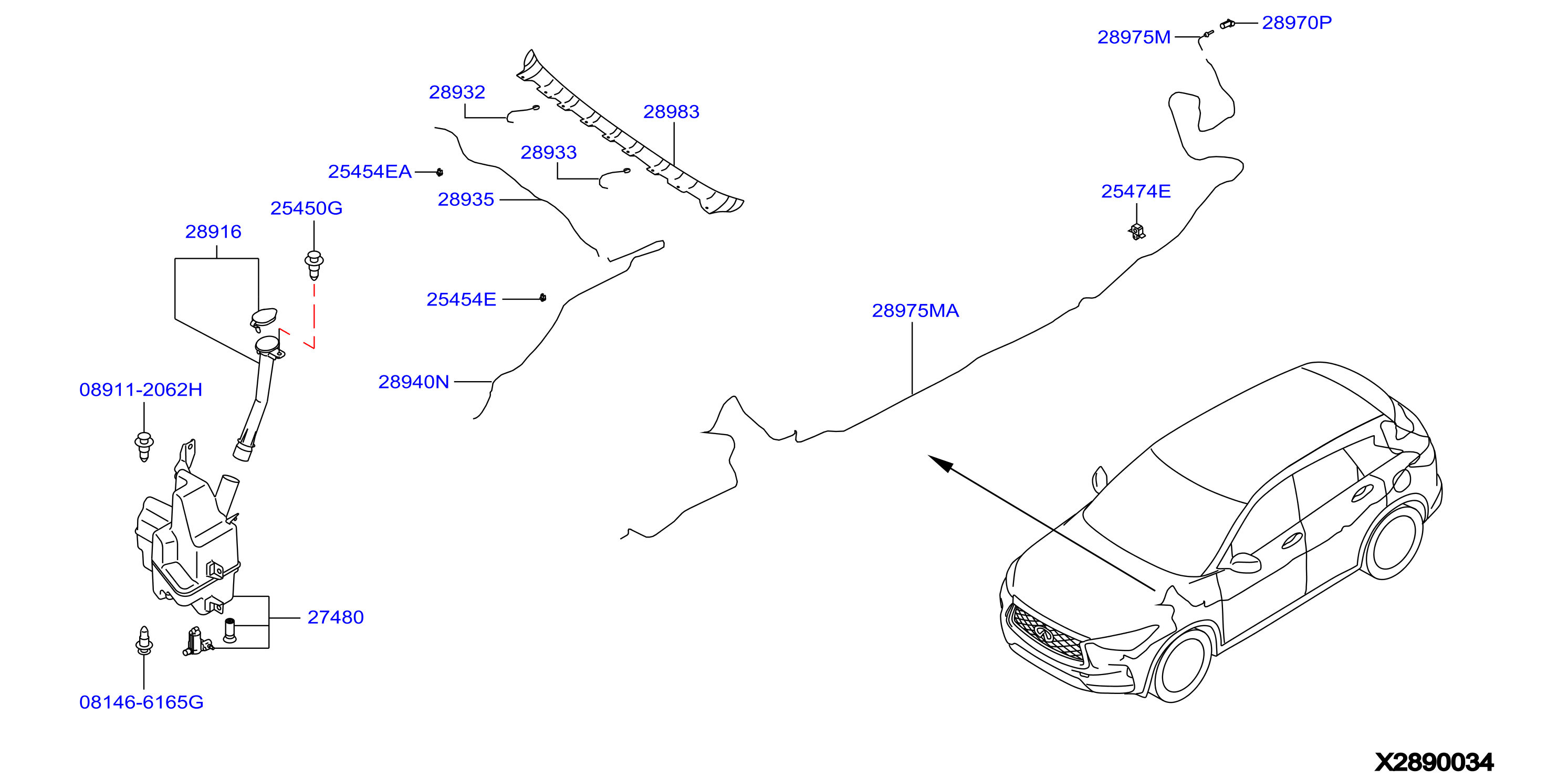 Diagram WINDSHIELD WASHER for your 2025 INFINITI QX50   