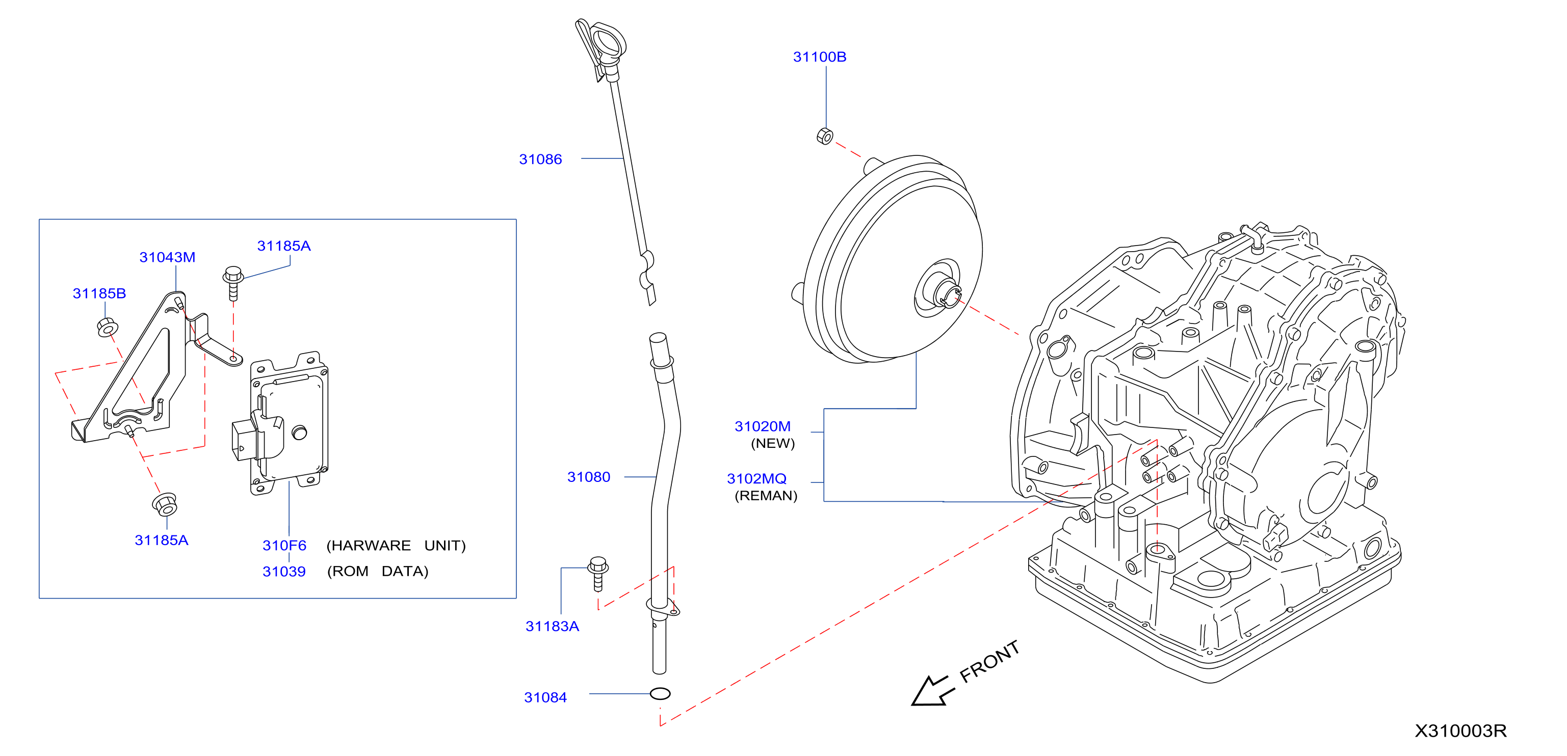 Diagram TRANS. AUT., TRANS. EJE DEL. Y AJUSTE for your 2018 Nissan Sentra   