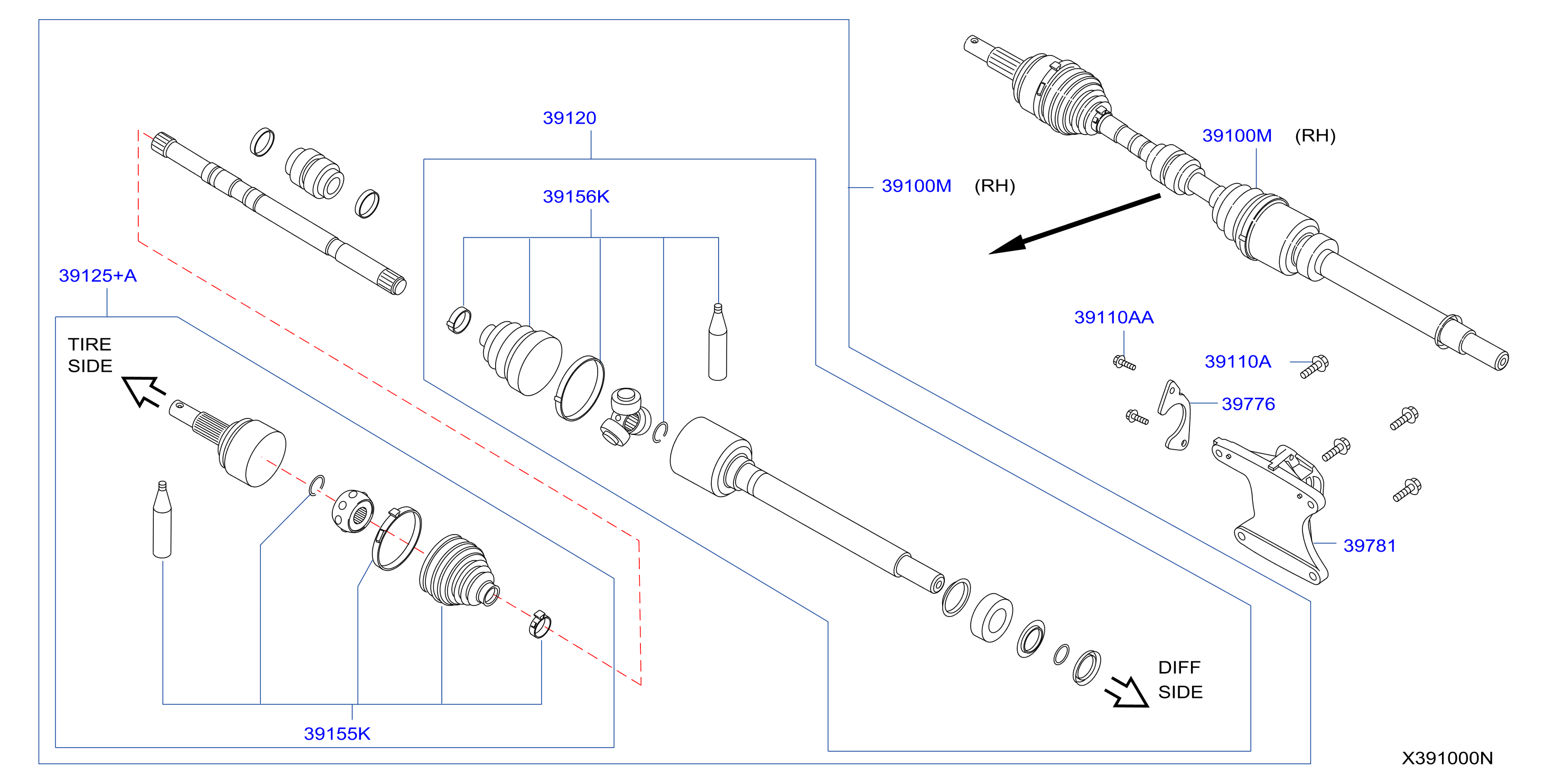 Diagram FRONT DRIVE SHAFT (FF) for your Nissan Versa  