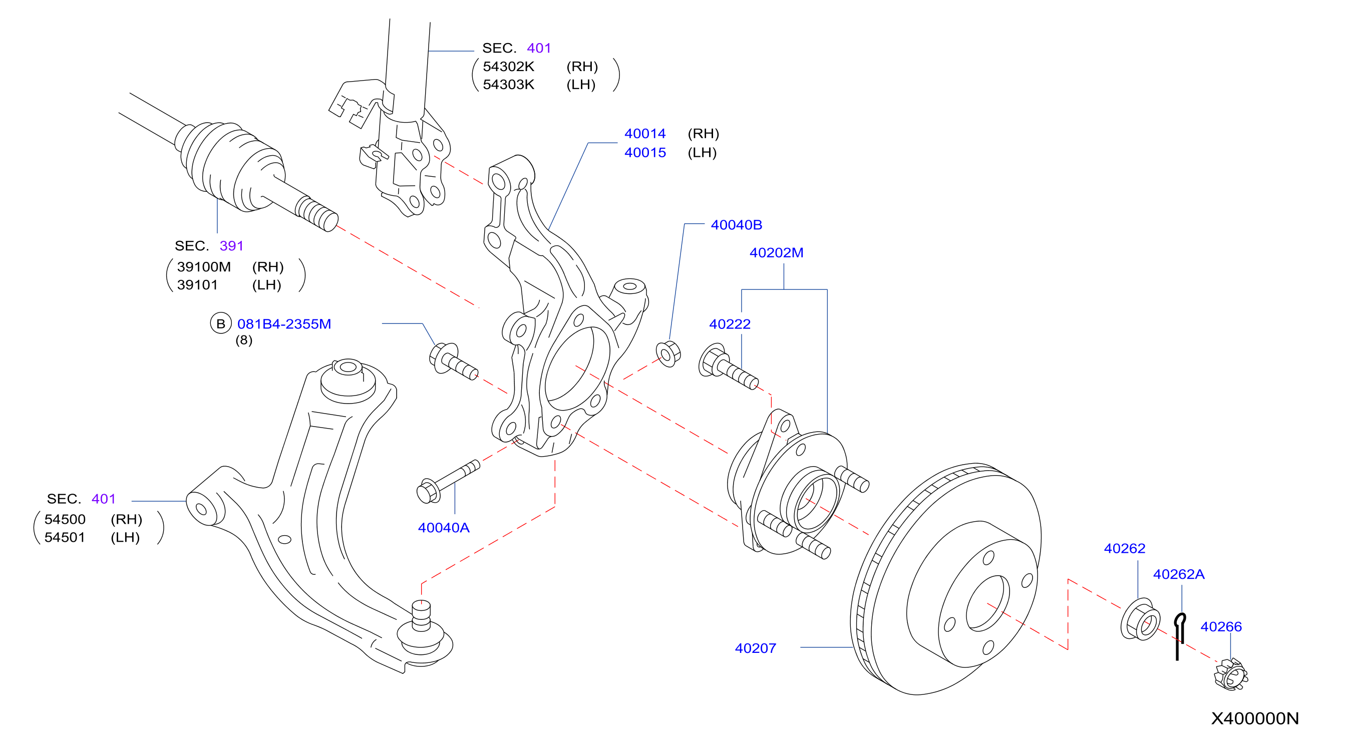 Diagram FRONT AXLE for your Nissan