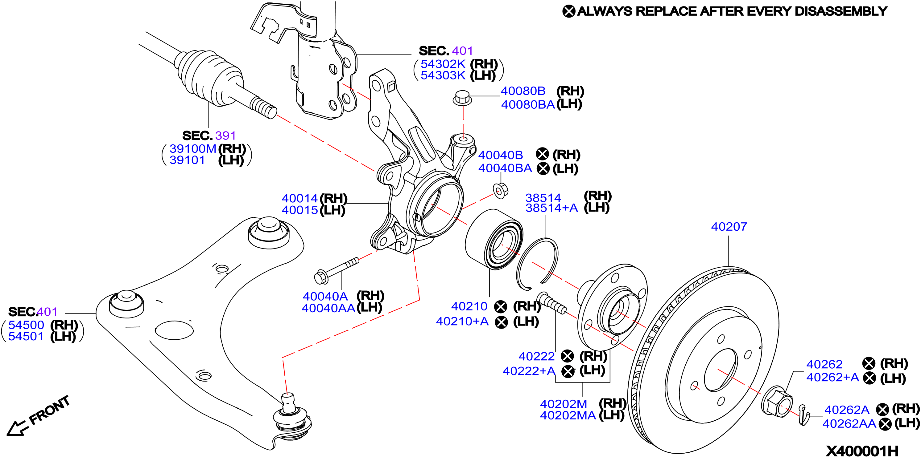 Diagram FRONT AXLE for your Nissan