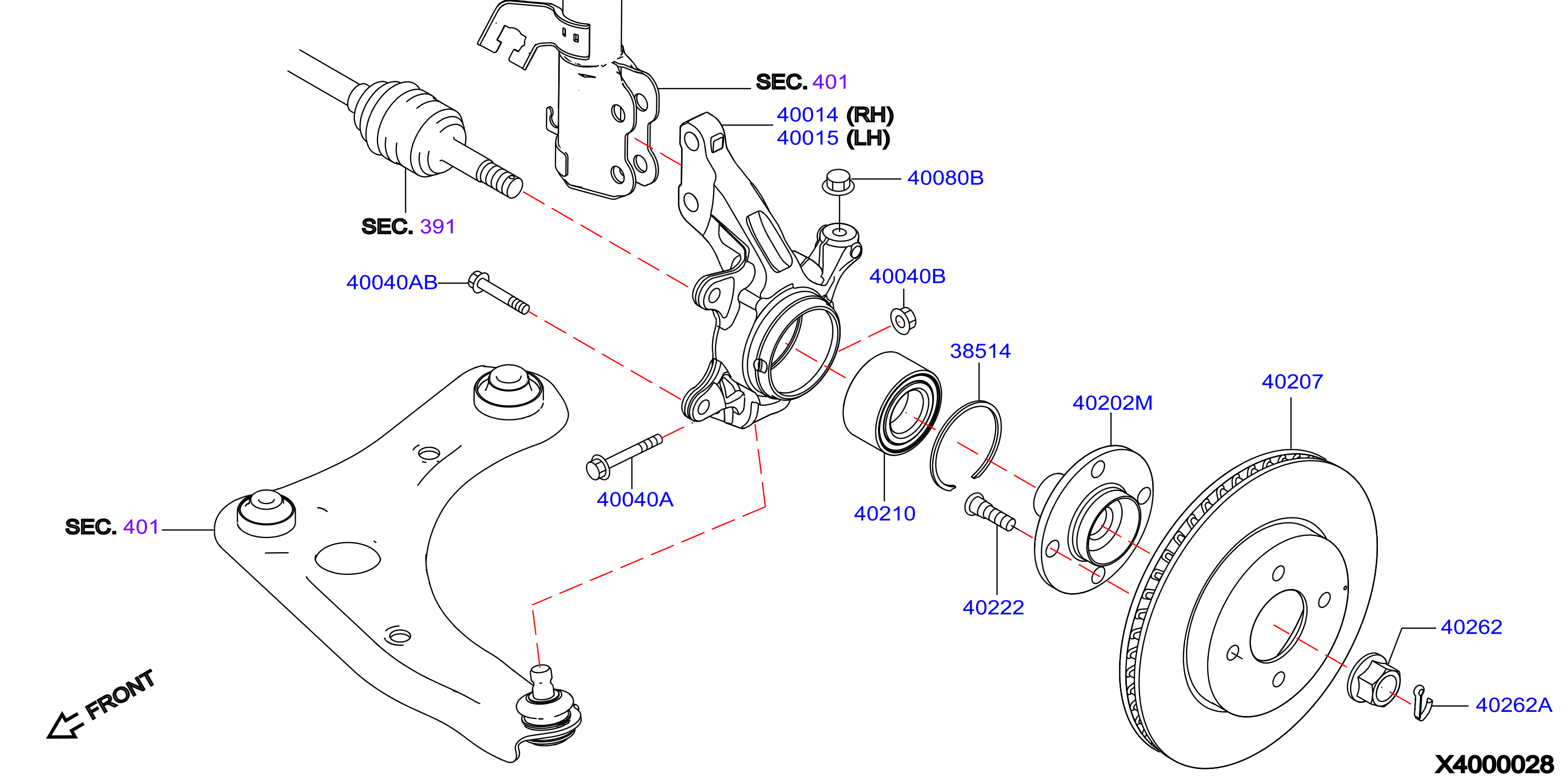 Diagram FRONT AXLE for your Nissan