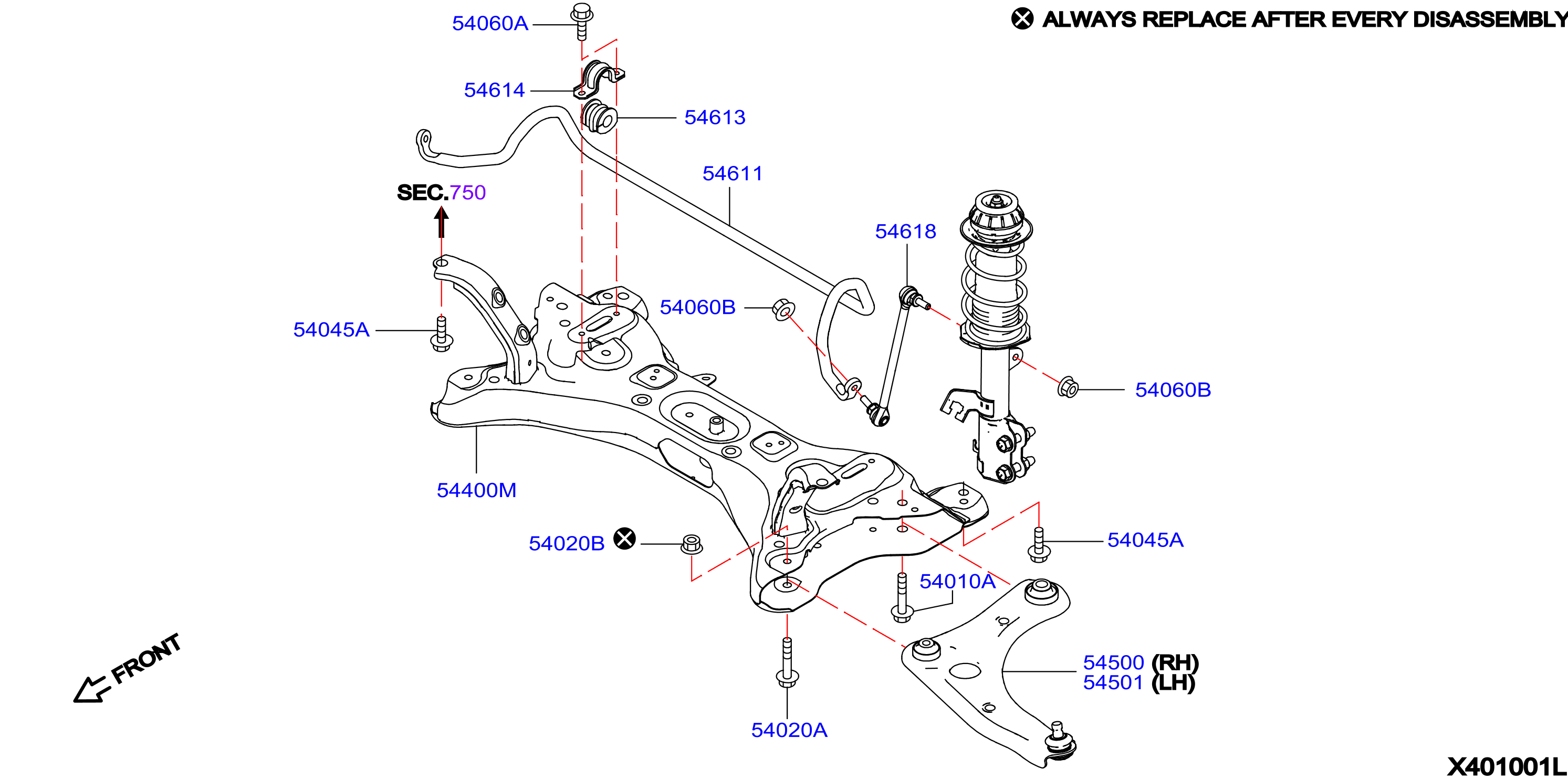 Diagram SUSPENSIÓN DELANTERA for your 2019 Nissan Z   