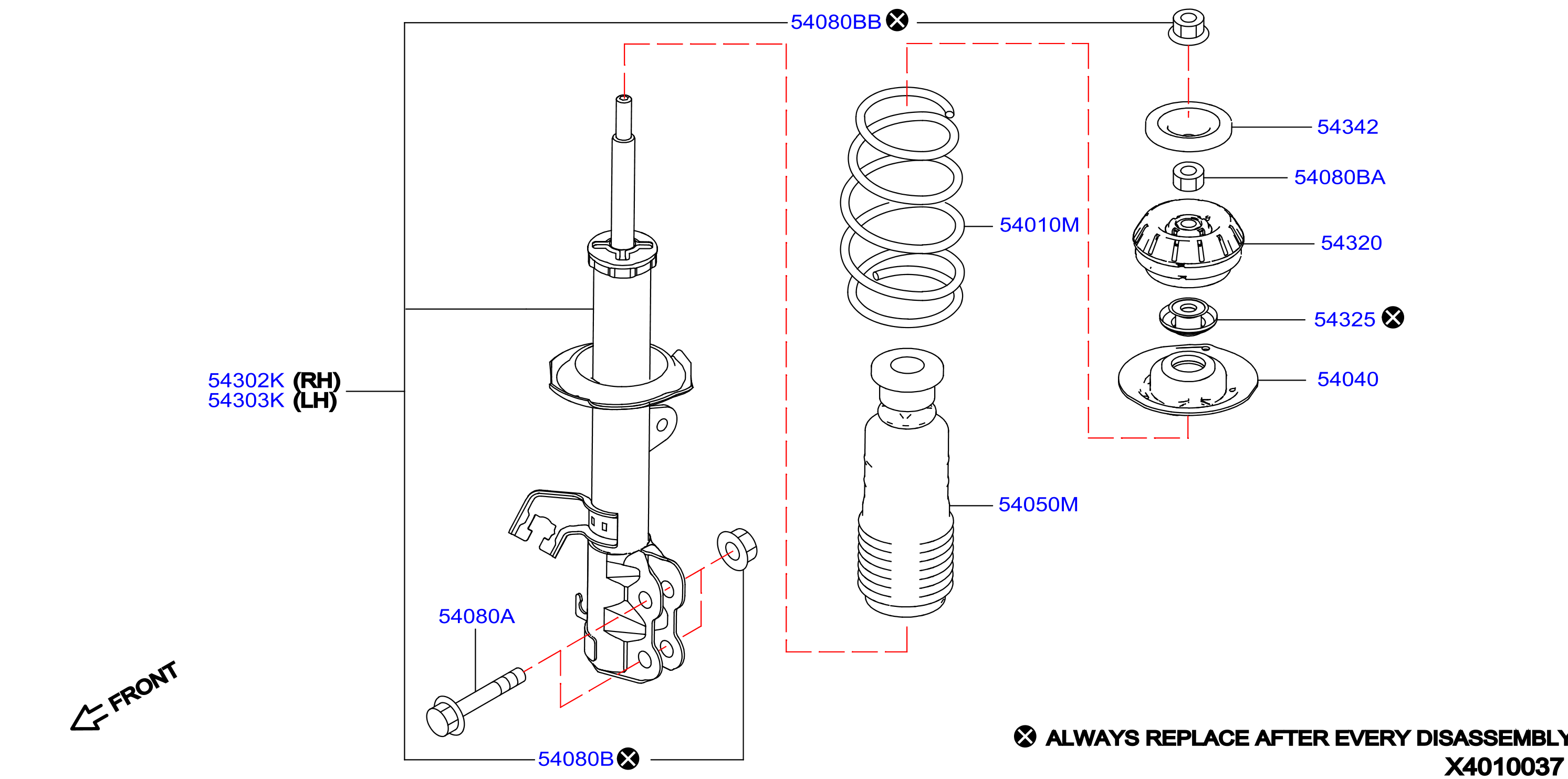 Diagram FRONT SUSPENSION for your Nissan