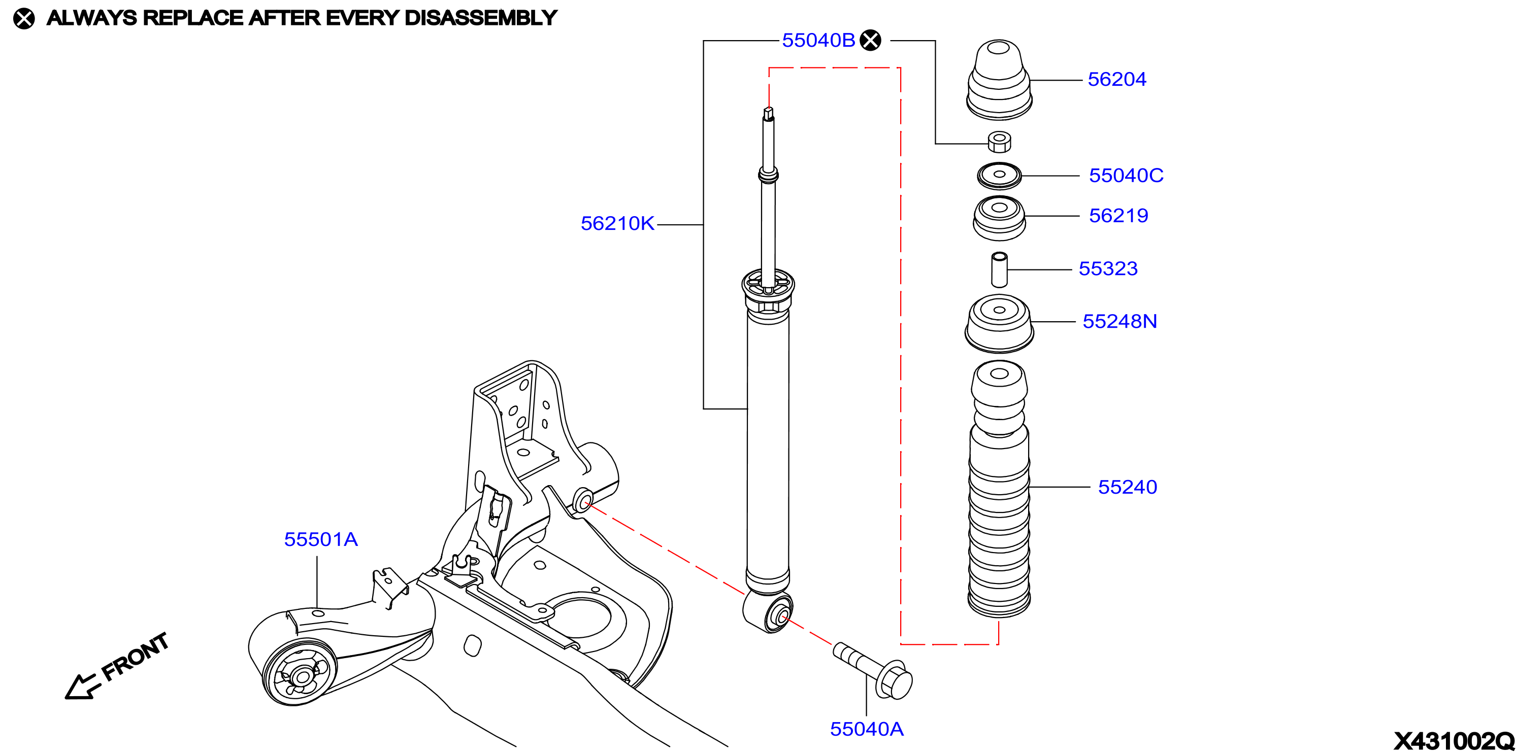 Diagram SUSPENSIÓN TRASERA for your Nissan