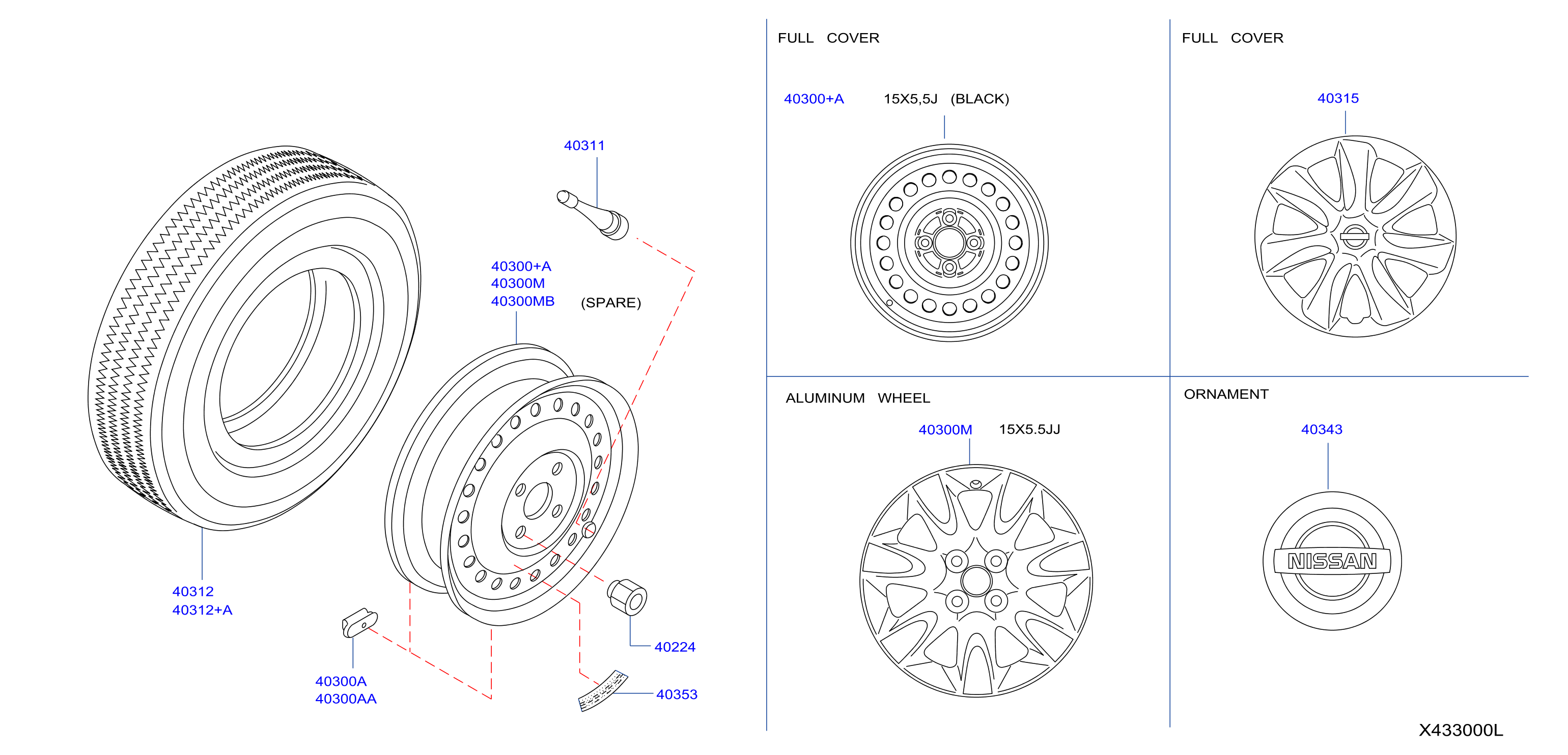 Diagram ROAD WHEEL & TIRE for your Nissan Versa  