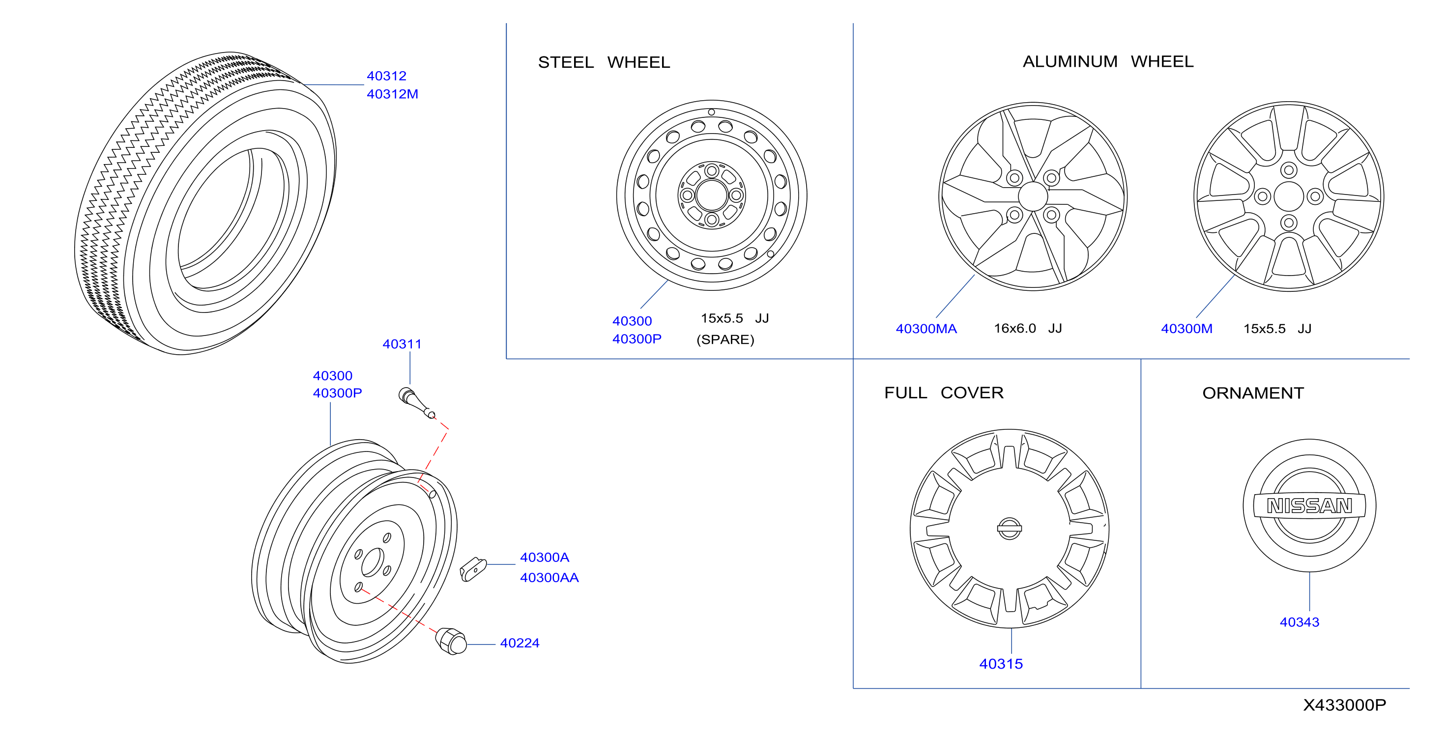 Diagram ROAD WHEEL & TIRE for your Nissan