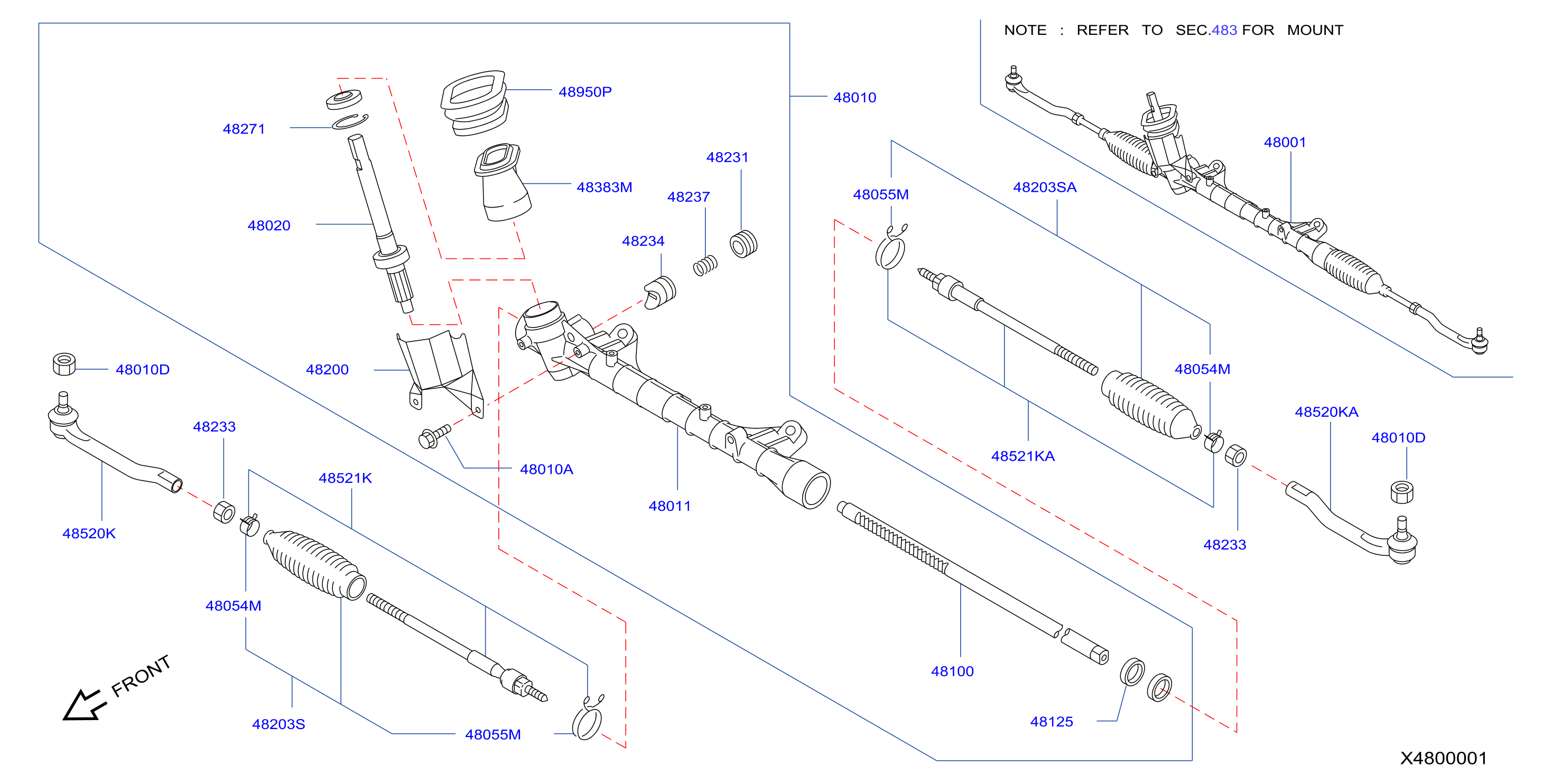 Diagram MANUAL STEERING GEAR for your 2019 Nissan Rogue Sport   
