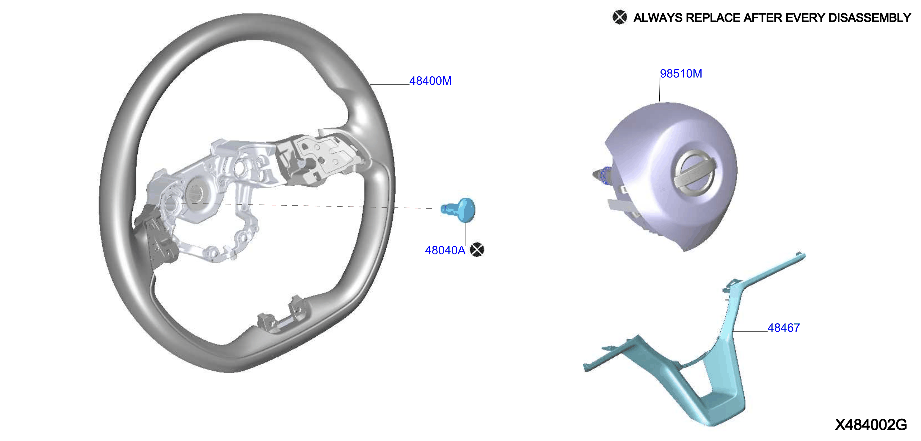 Diagram STEERING WHEEL for your 2002 Nissan Sentra   