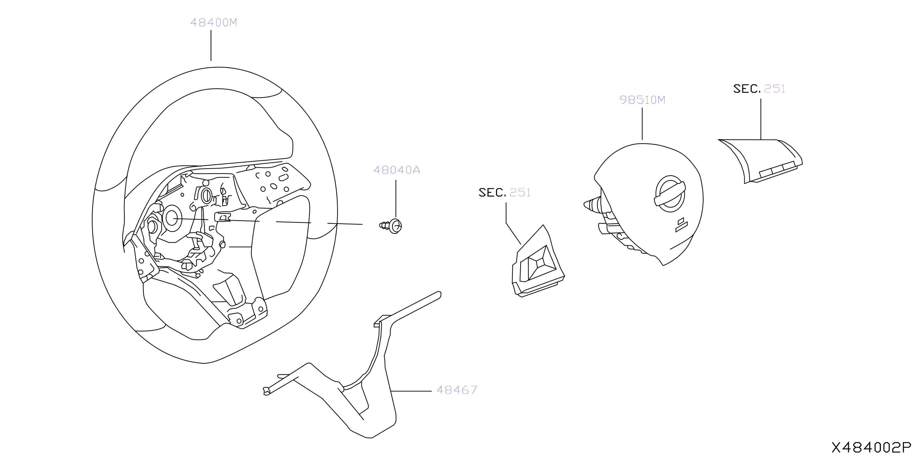 Diagram STEERING WHEEL for your Nissan Kicks  