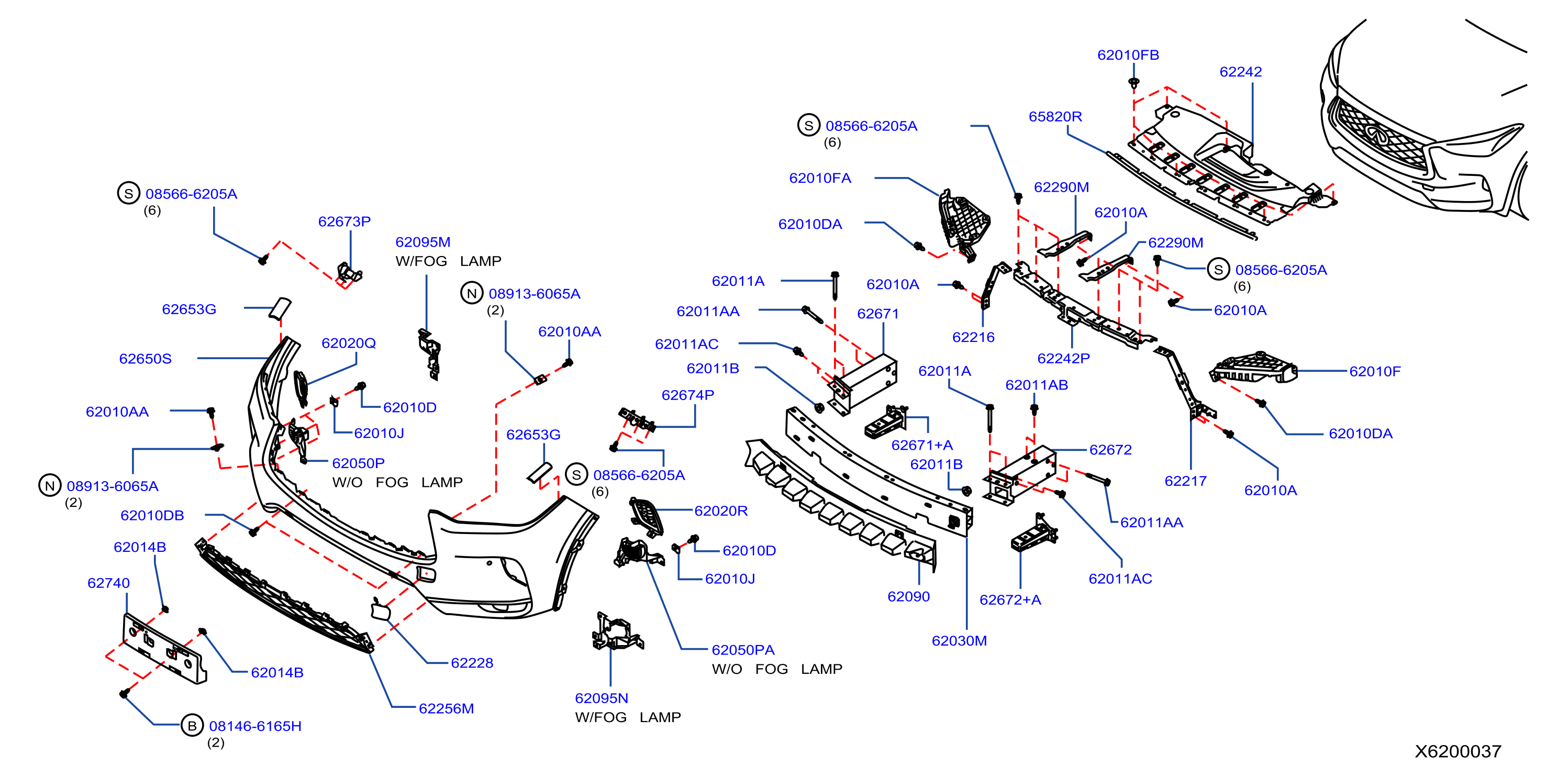 Diagram FRONT BUMPER for your 2008 INFINITI M45   