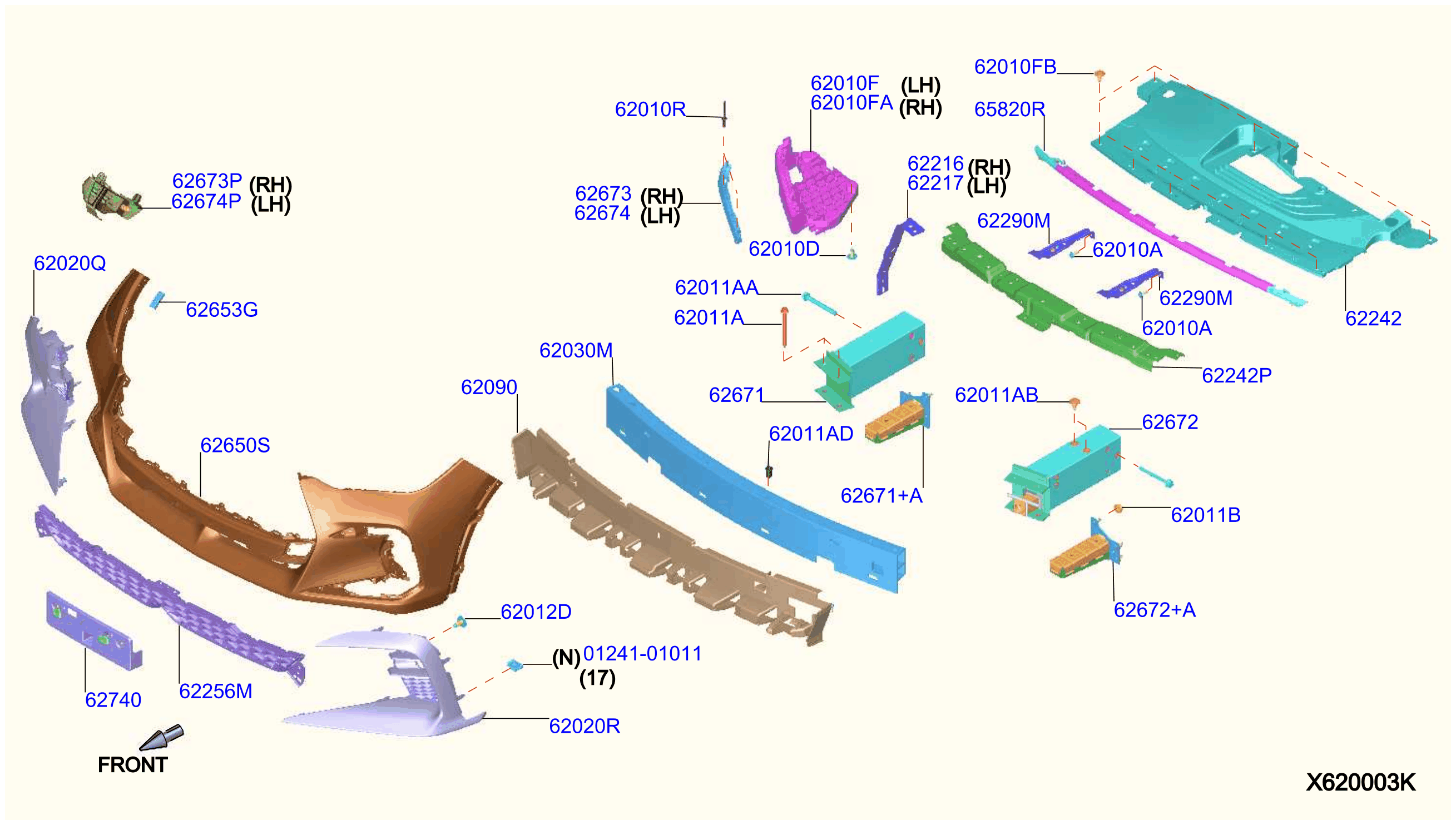 Diagram FRONT BUMPER for your 2008 INFINITI M45   